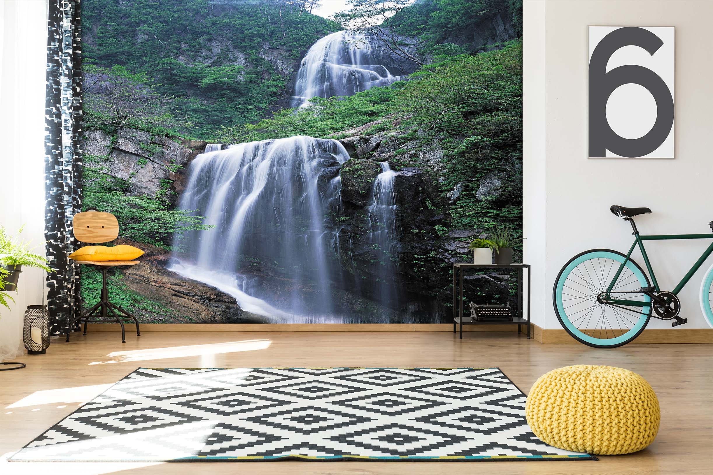 3D Waterfall Mountain 064 Wall Murals