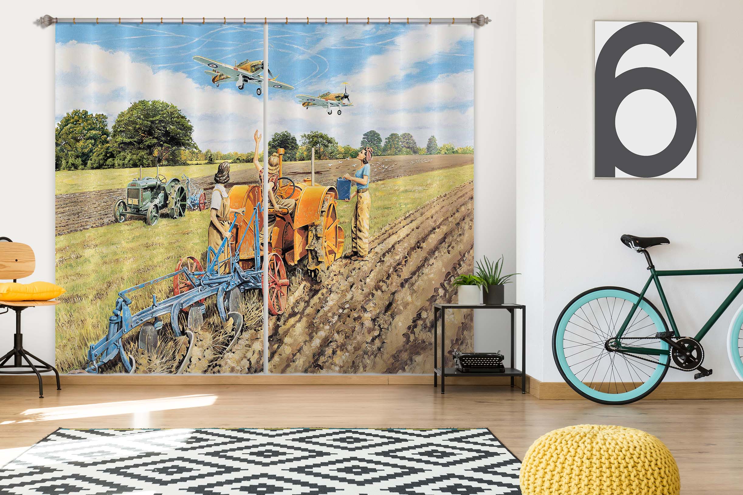 3D Ploughing For Britain 086 Trevor Mitchell Curtain Curtains Drapes