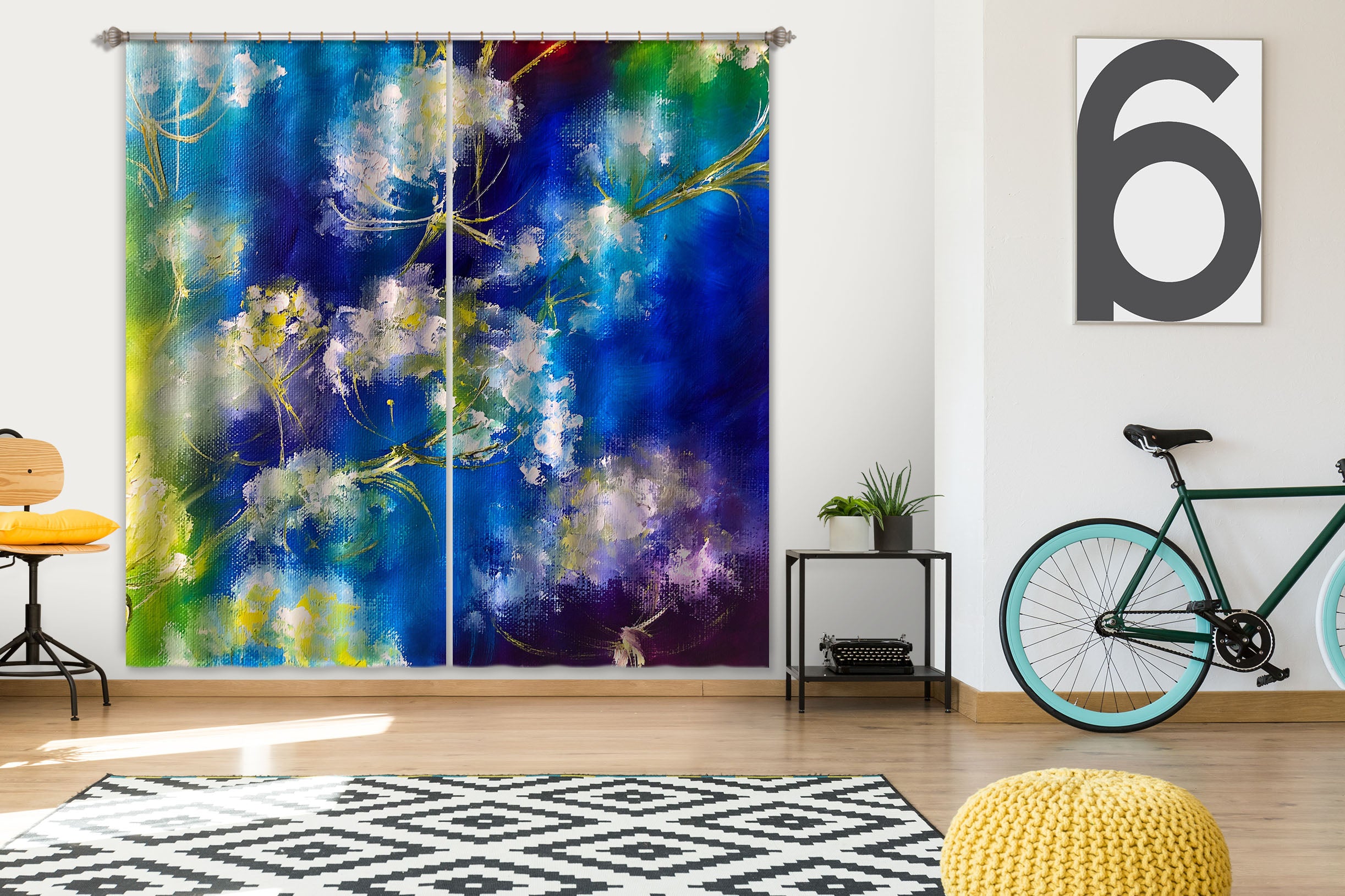 3D Watercolor Flowers 2419 Skromova Marina Curtain Curtains Drapes