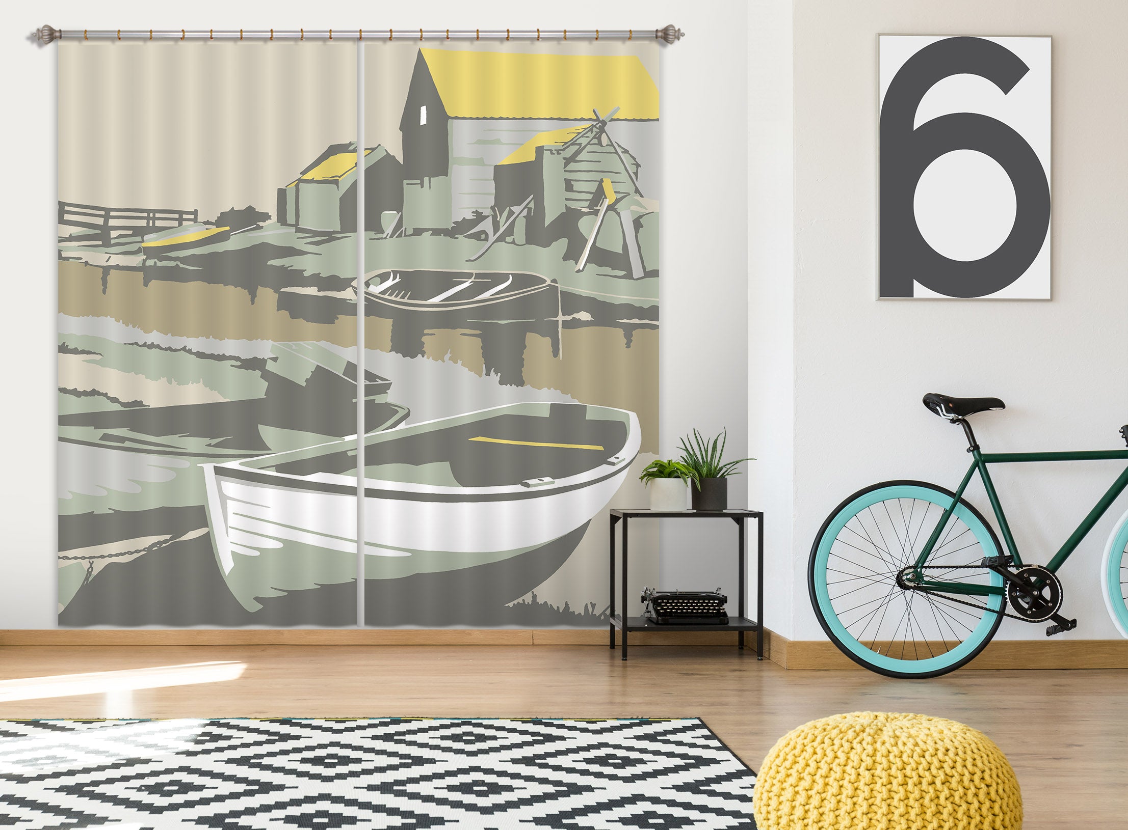 3D Southwold Harbour 152 Steve Read Curtain Curtains Drapes