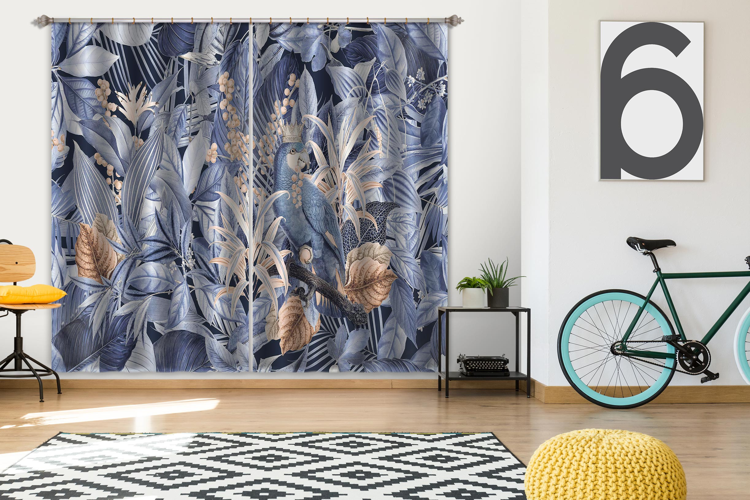 3D Parrot Plant 005 Andrea haase Curtain Curtains Drapes