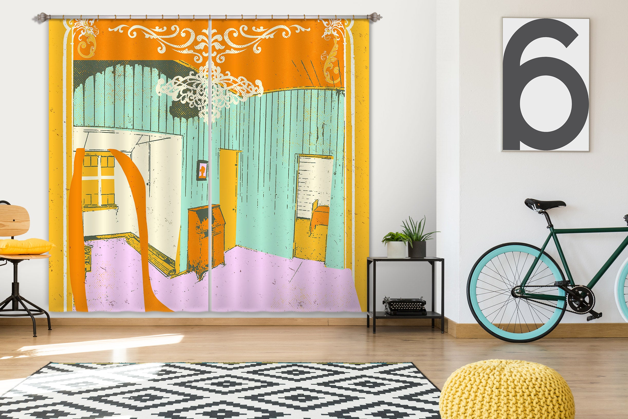 3D Cozy Room 053 Showdeer Curtain Curtains Drapes