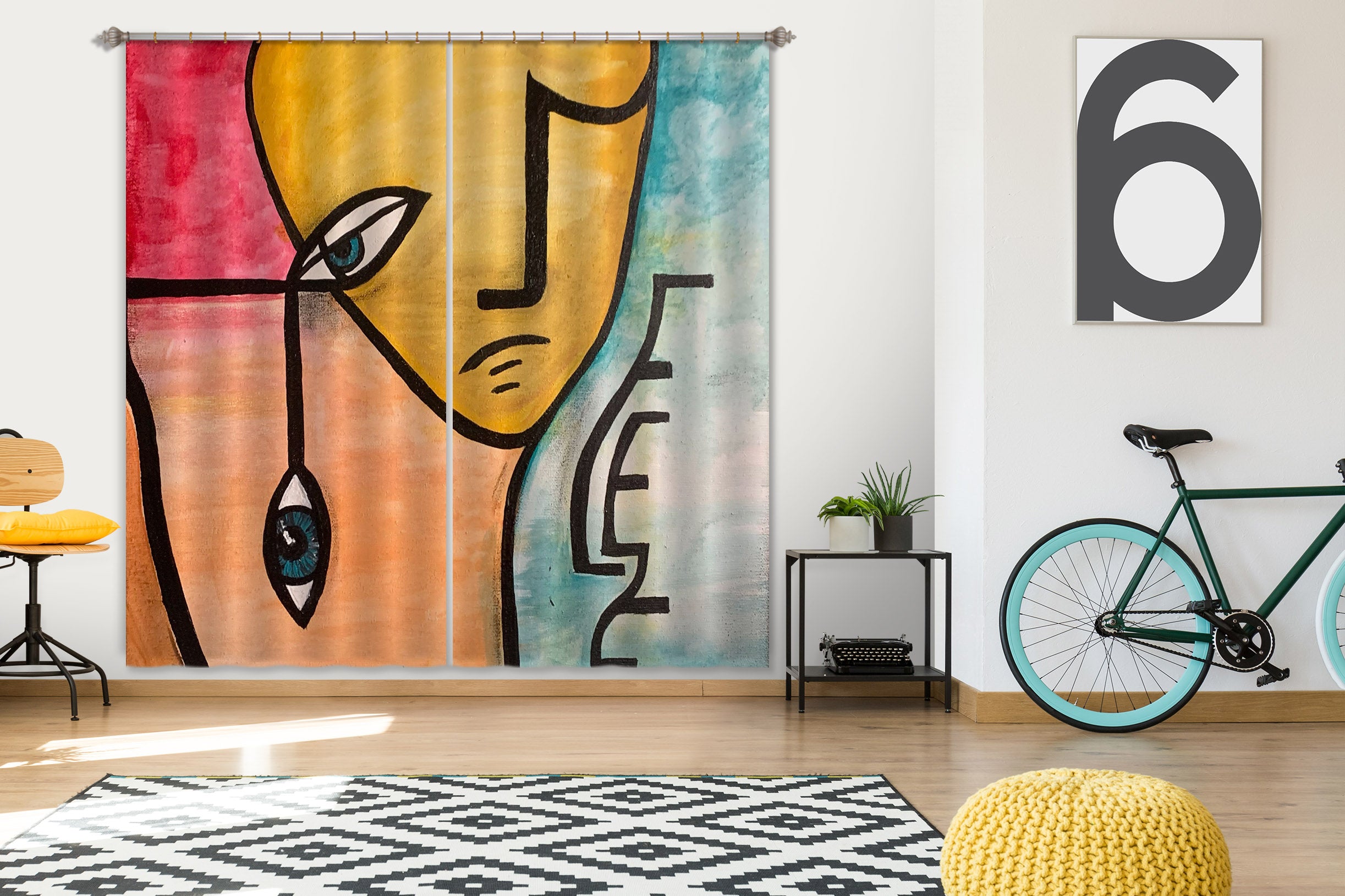 3D Eye Caricature 389 Jacqueline Reynoso Curtain Curtains Drapes