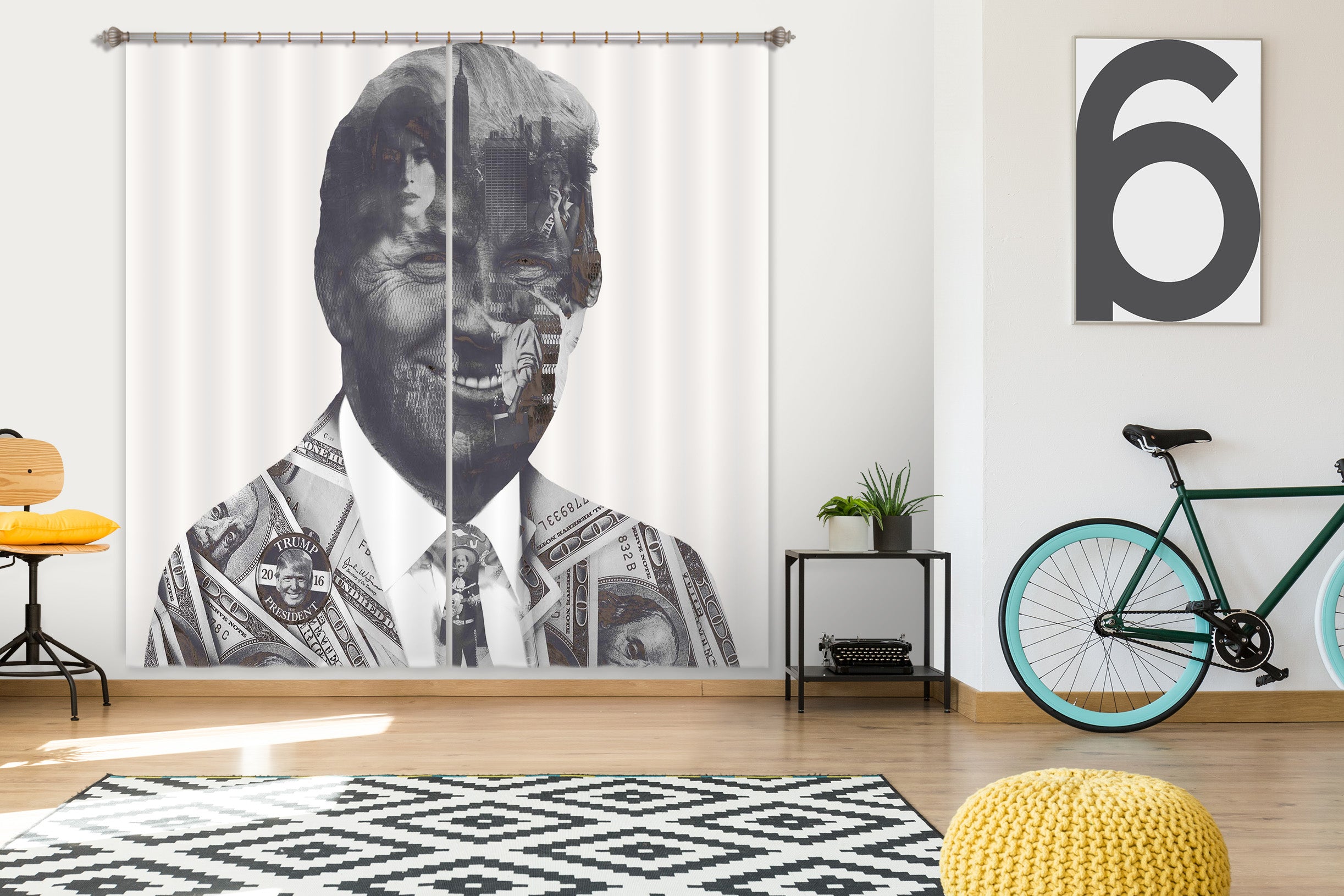 3D Grey Smile 042 Marco Cavazzana Curtain Curtains Drapes