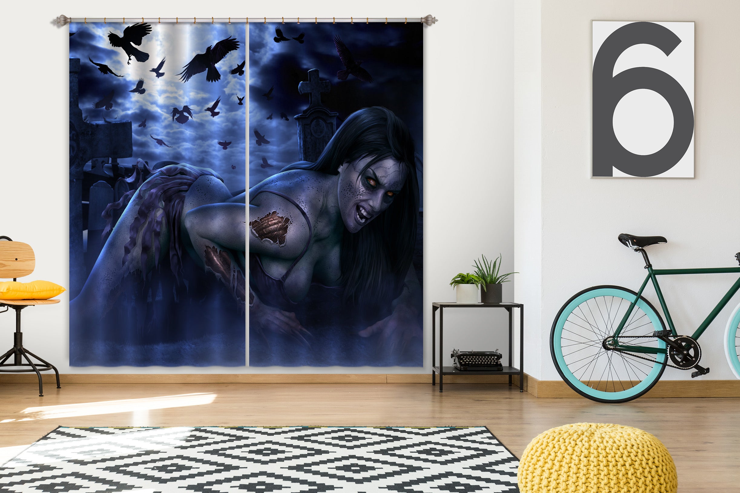 3D Night Beauty 5085 Tom Wood Curtain Curtains Drapes