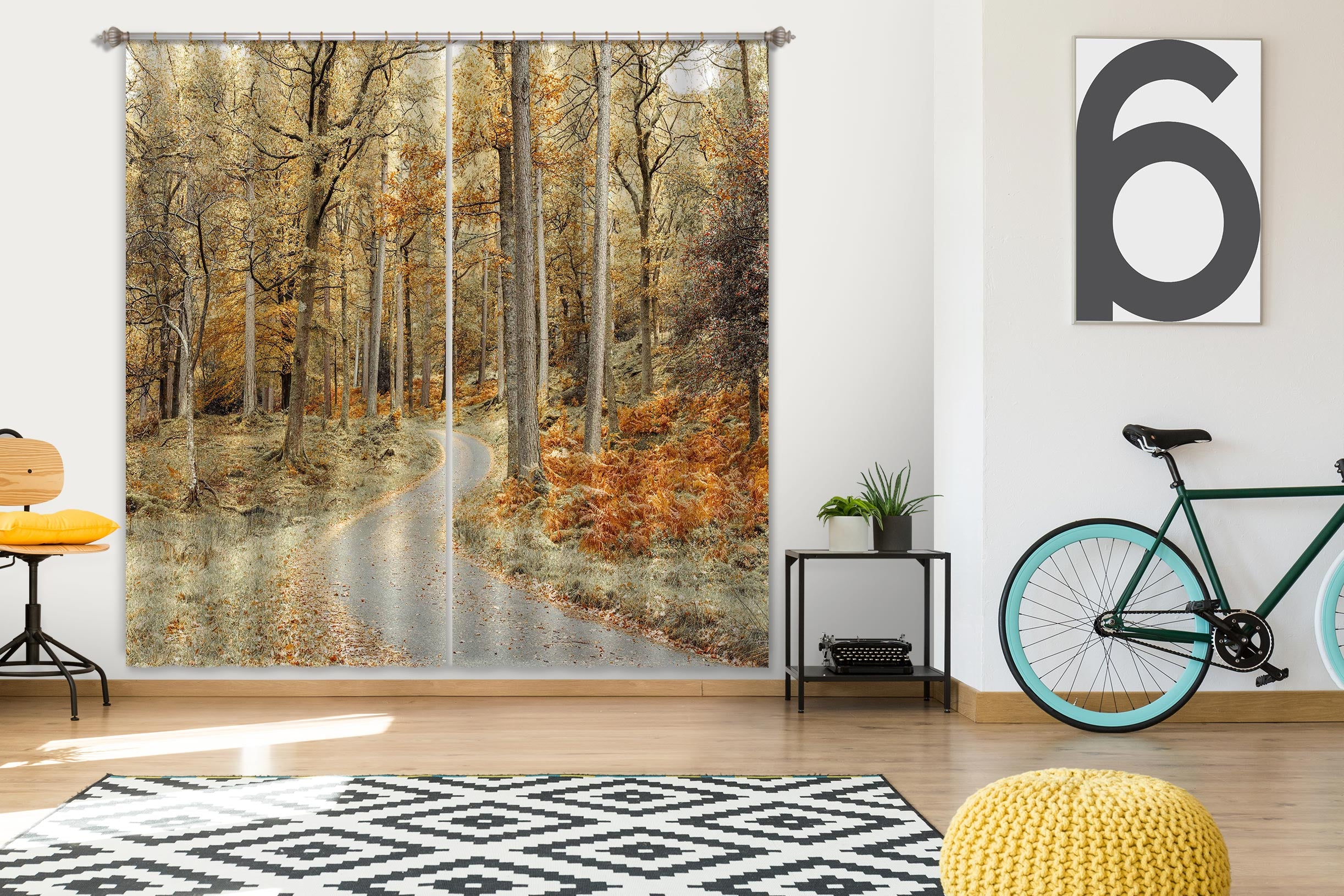 3D Forest Road 067 Assaf Frank Curtain Curtains Drapes