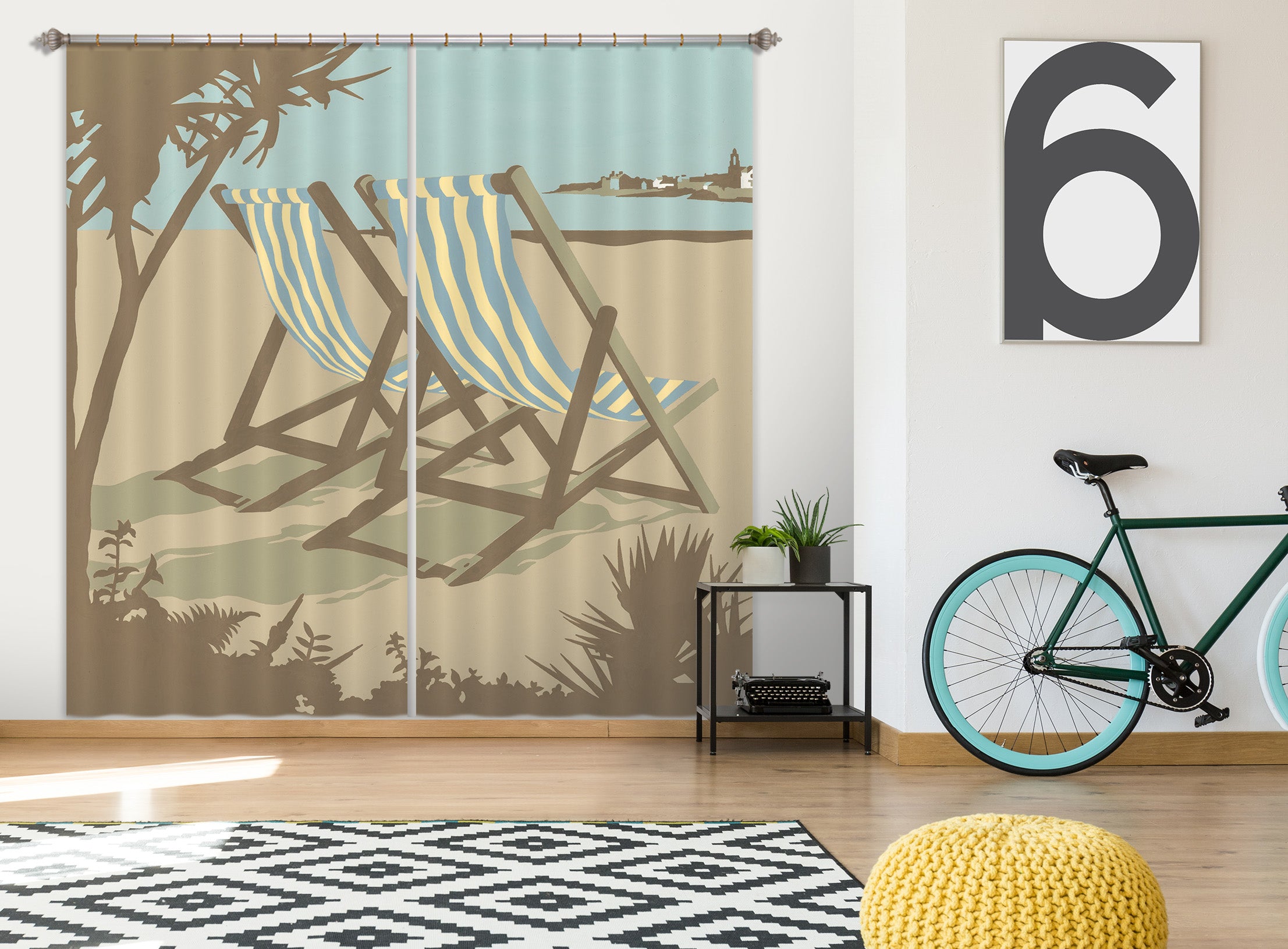 3D Swanage Deckchairs 161 Steve Read Curtain Curtains Drapes