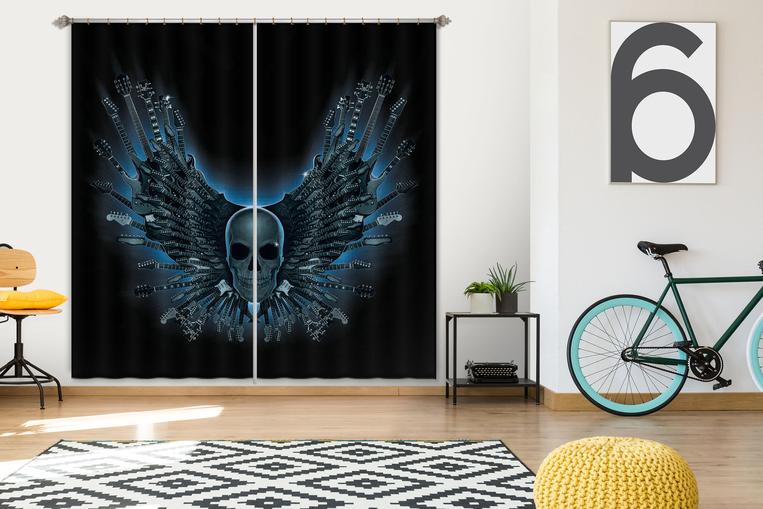 3D Skull Strings 073 Vincent Hie Curtain Curtains Drapes