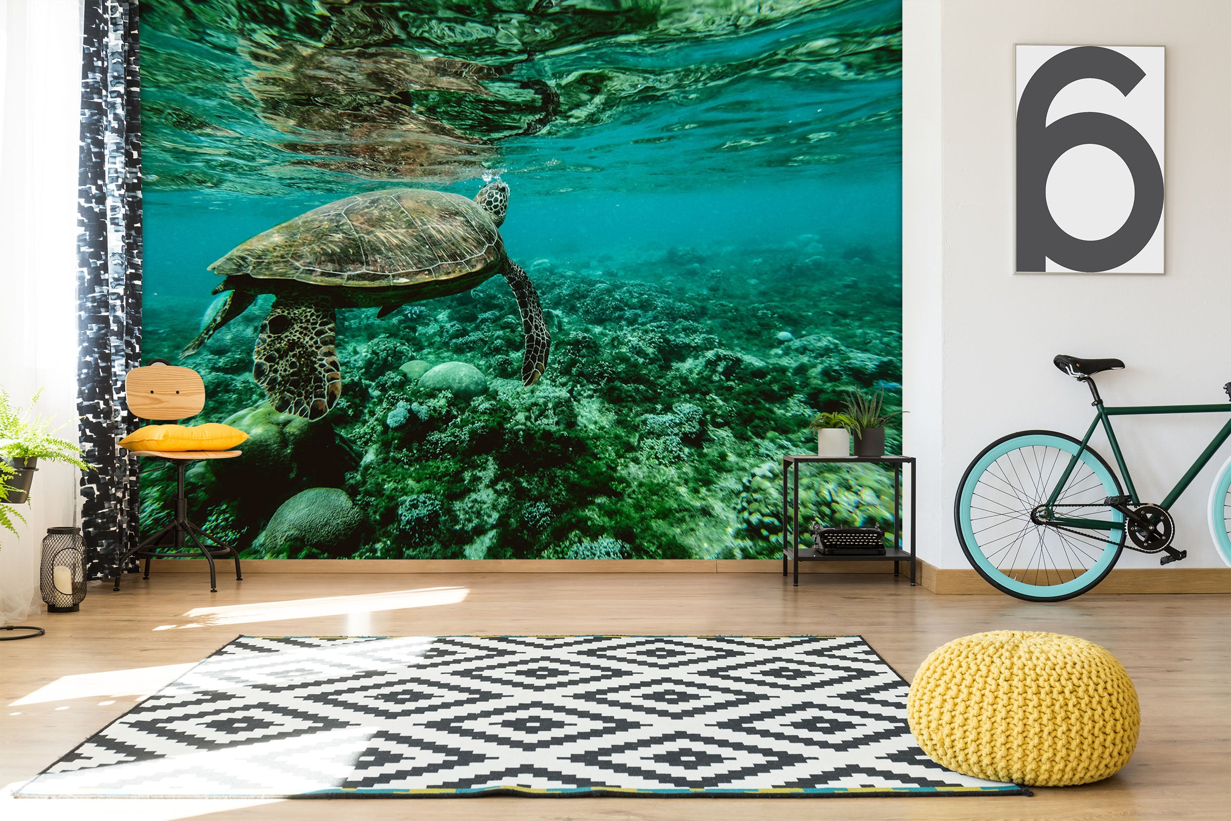 3D Green Turtle 215 Wall Murals
