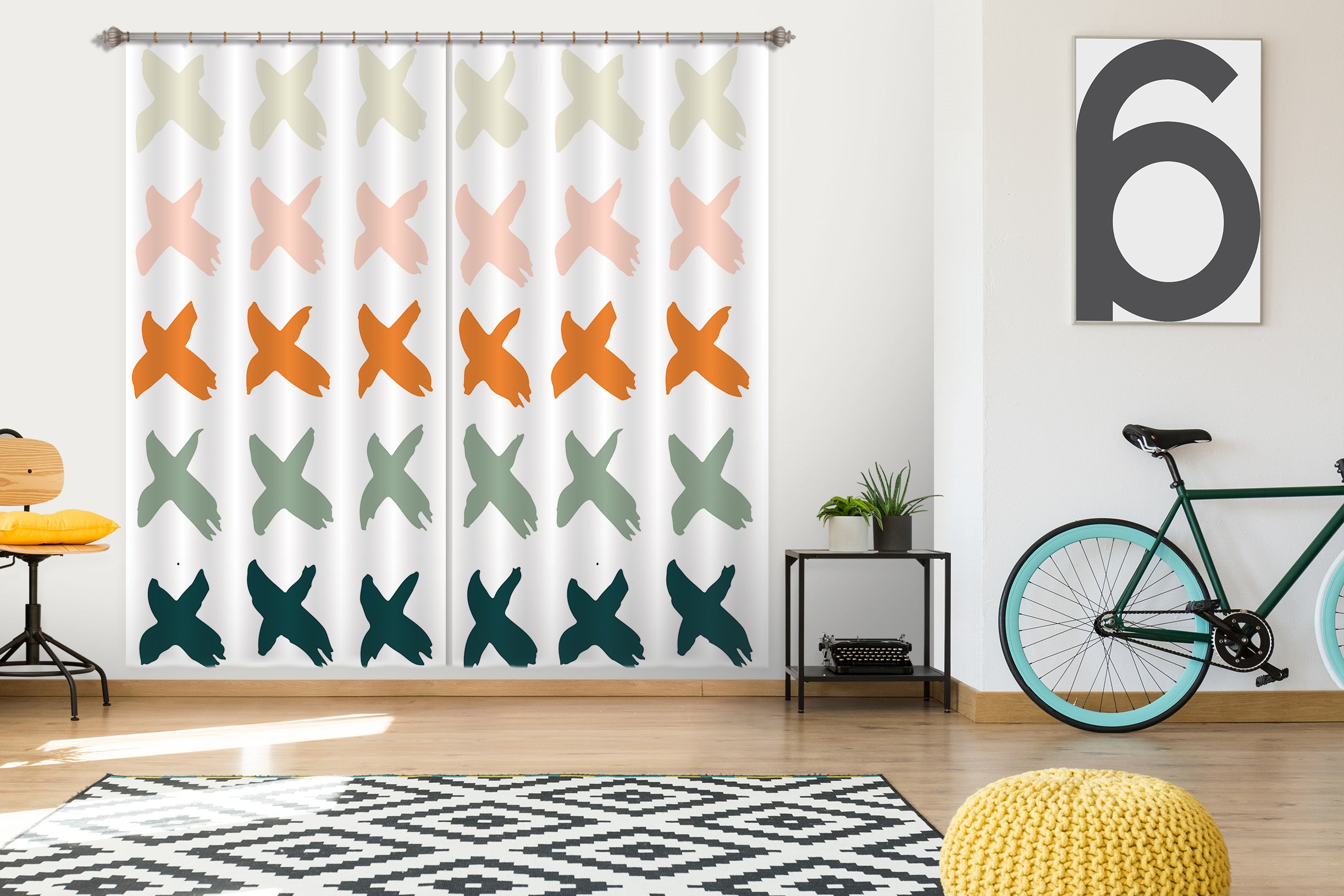 3D Colored Cross 111112 Kashmira Jayaprakash Curtain Curtains Drapes