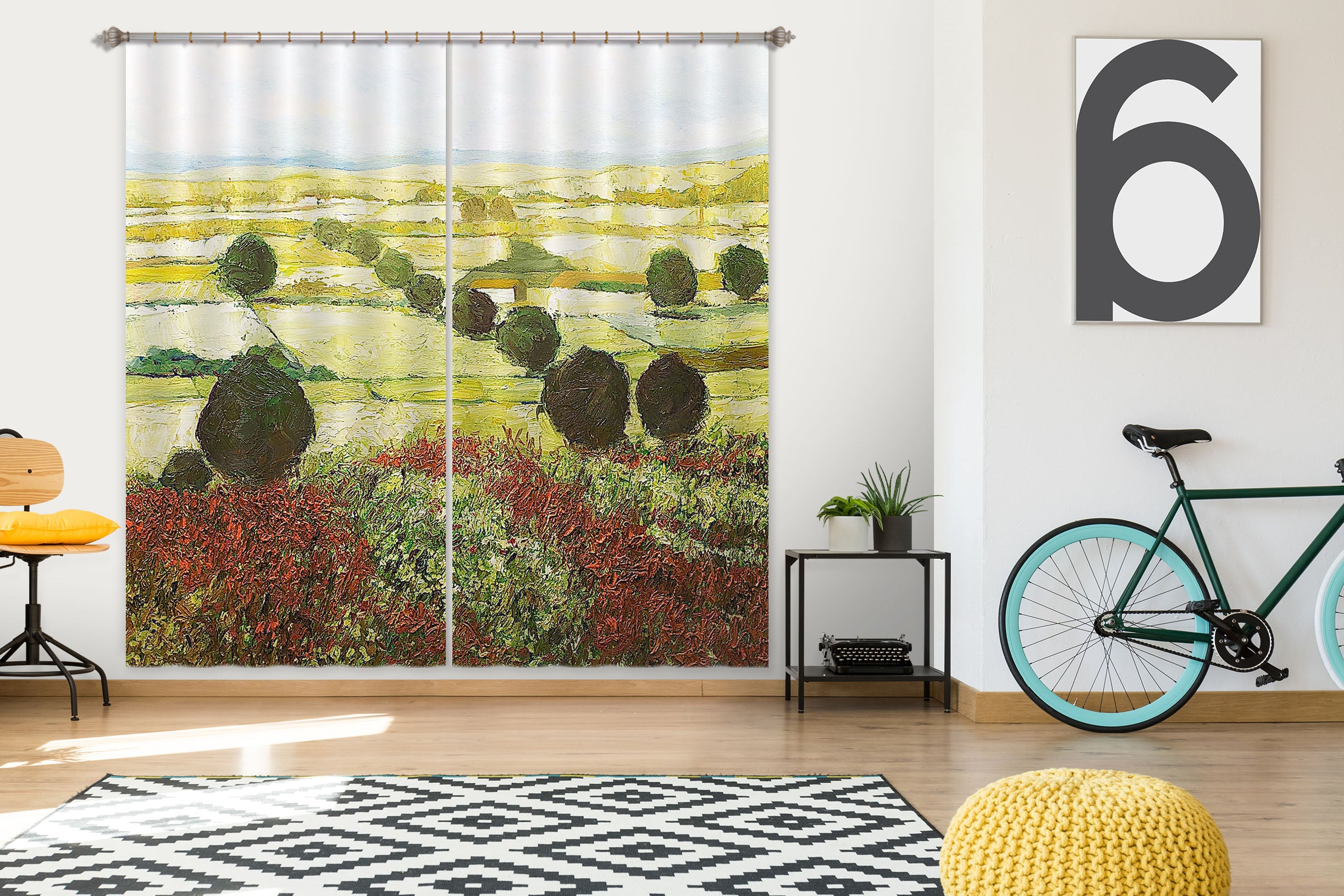 3D Wildflower Valley 110 Allan P. Friedlander Curtain Curtains Drapes