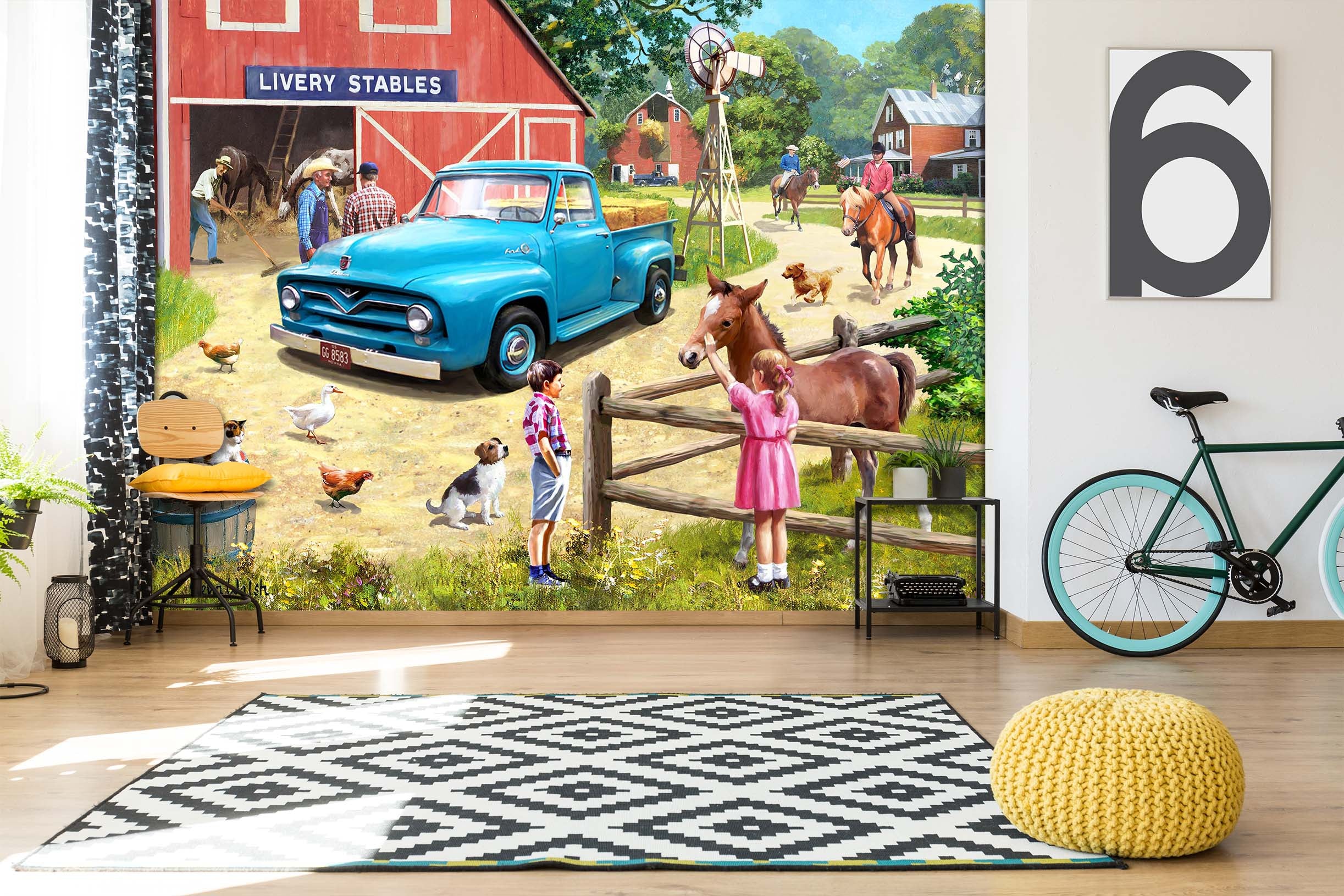 3D Stable Pony 116 Kevin Walsh Wall Mural Wall Murals