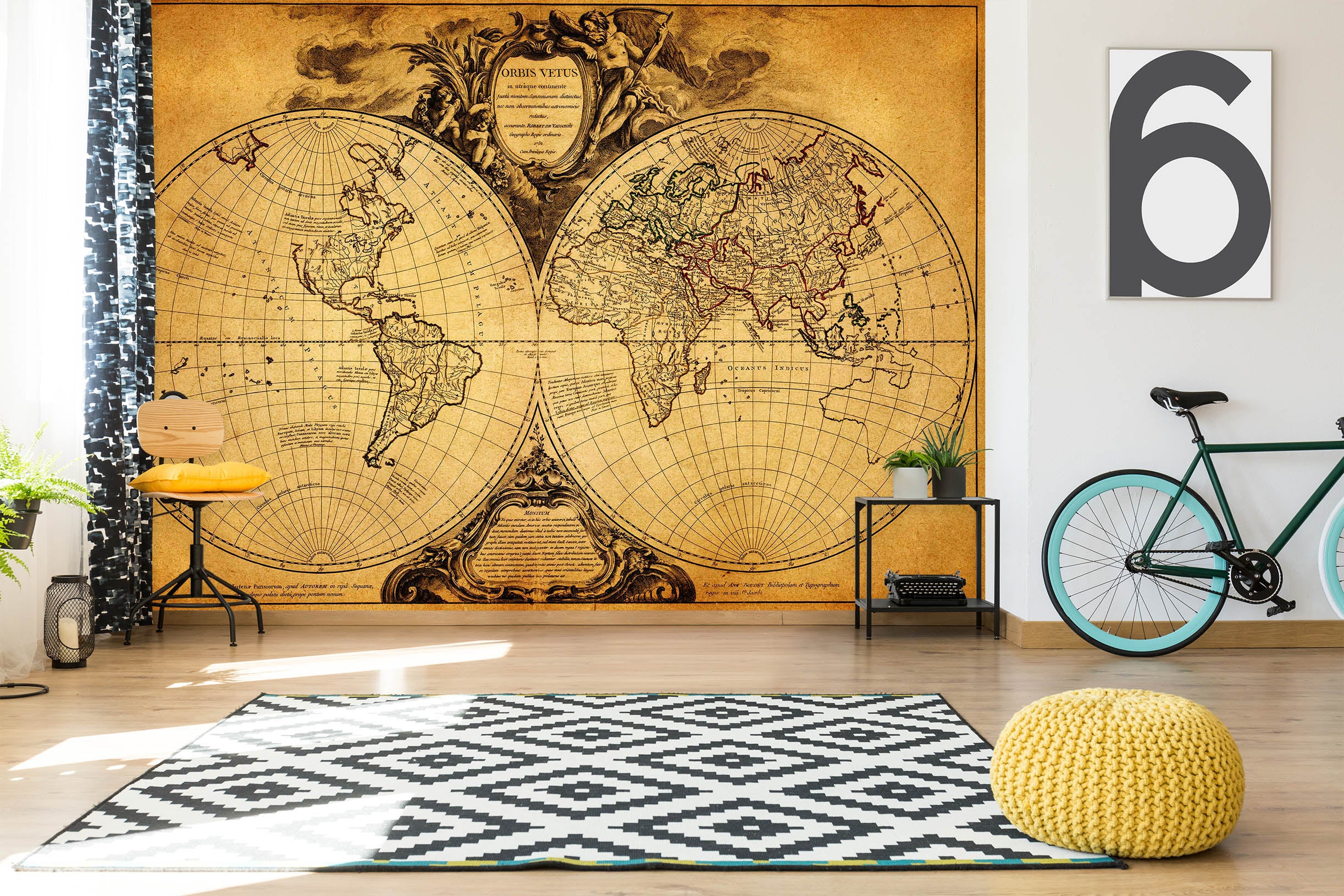 3D Circular Lines 2036 World Map Wall Murals