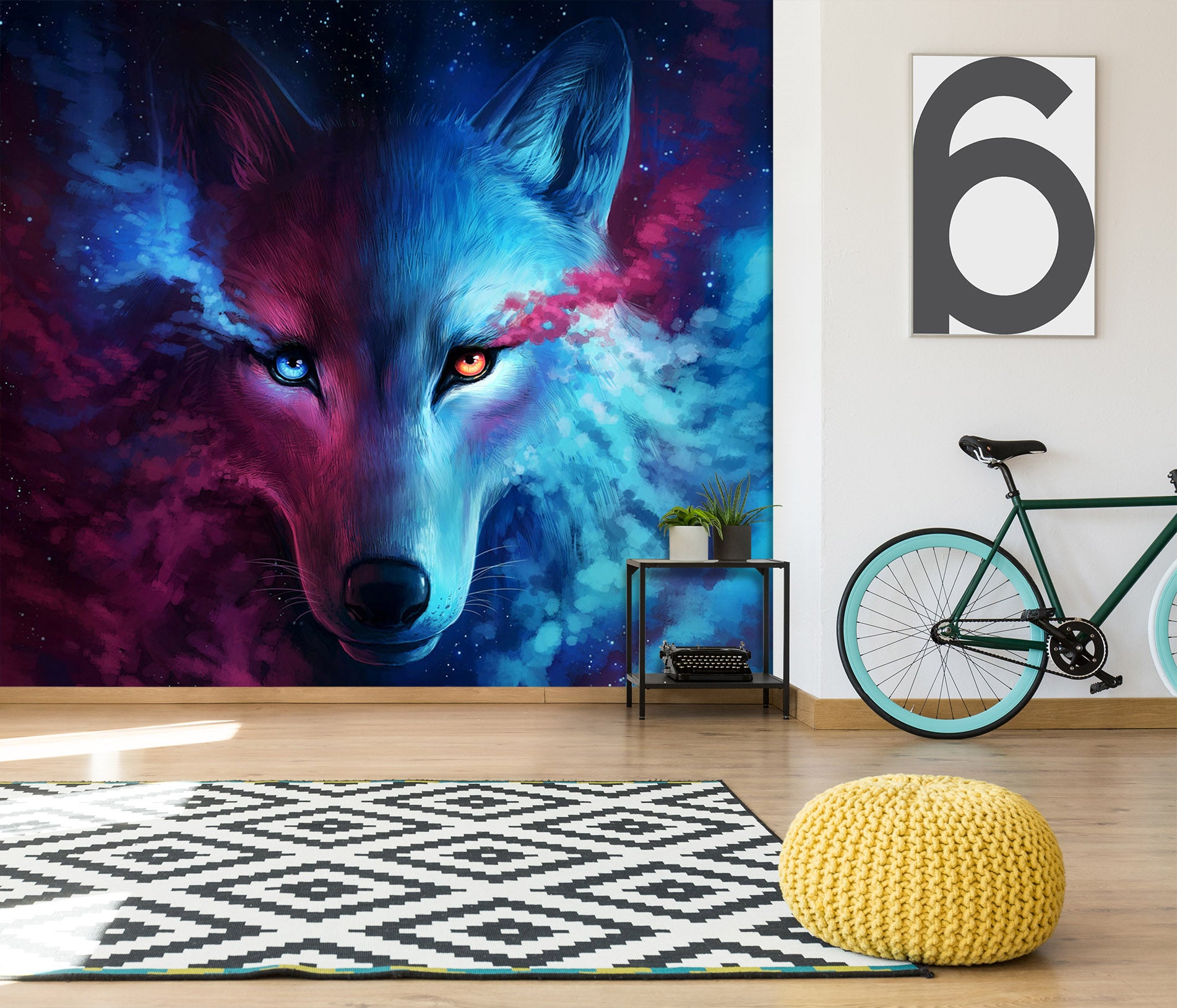 3D Blue Wolf 062 Wall Murals