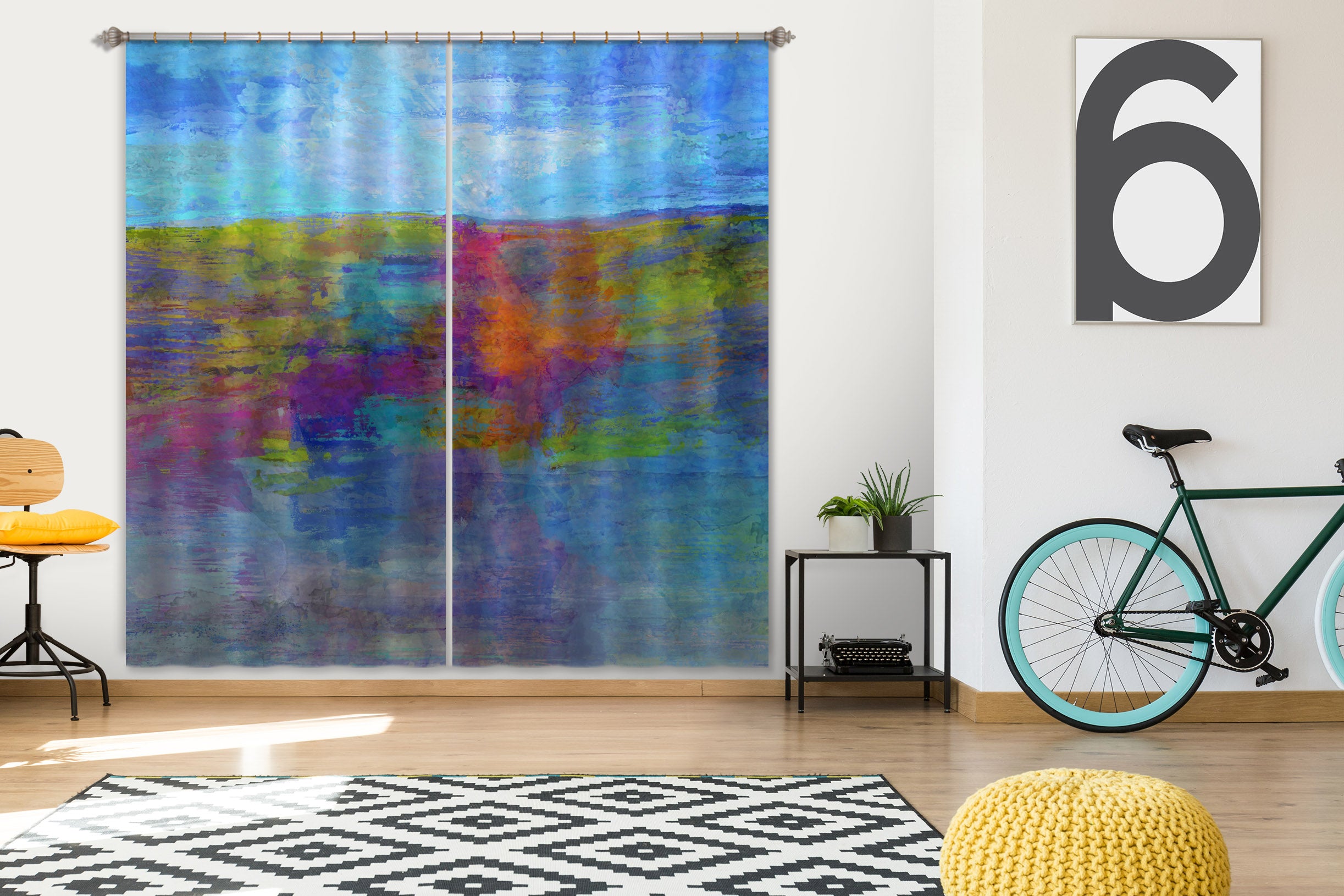 3D Colored Grassland 055 Michael Tienhaara Curtain Curtains Drapes