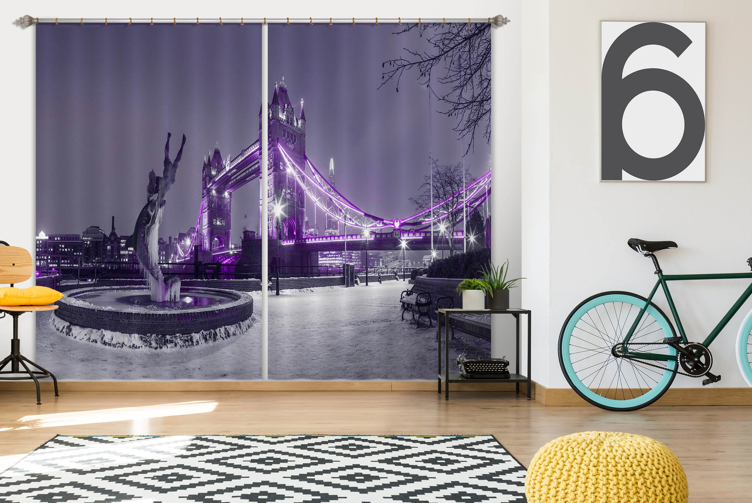 3D Purple Lights 238 Assaf Frank Curtain Curtains Drapes