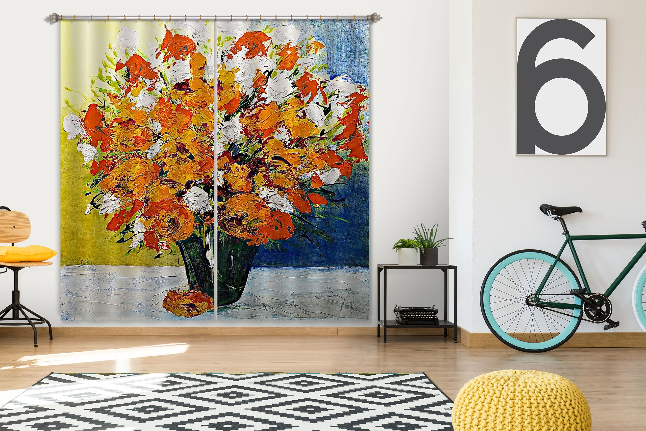 3D Painted Flowers 122 Allan P. Friedlander Curtain Curtains Drapes