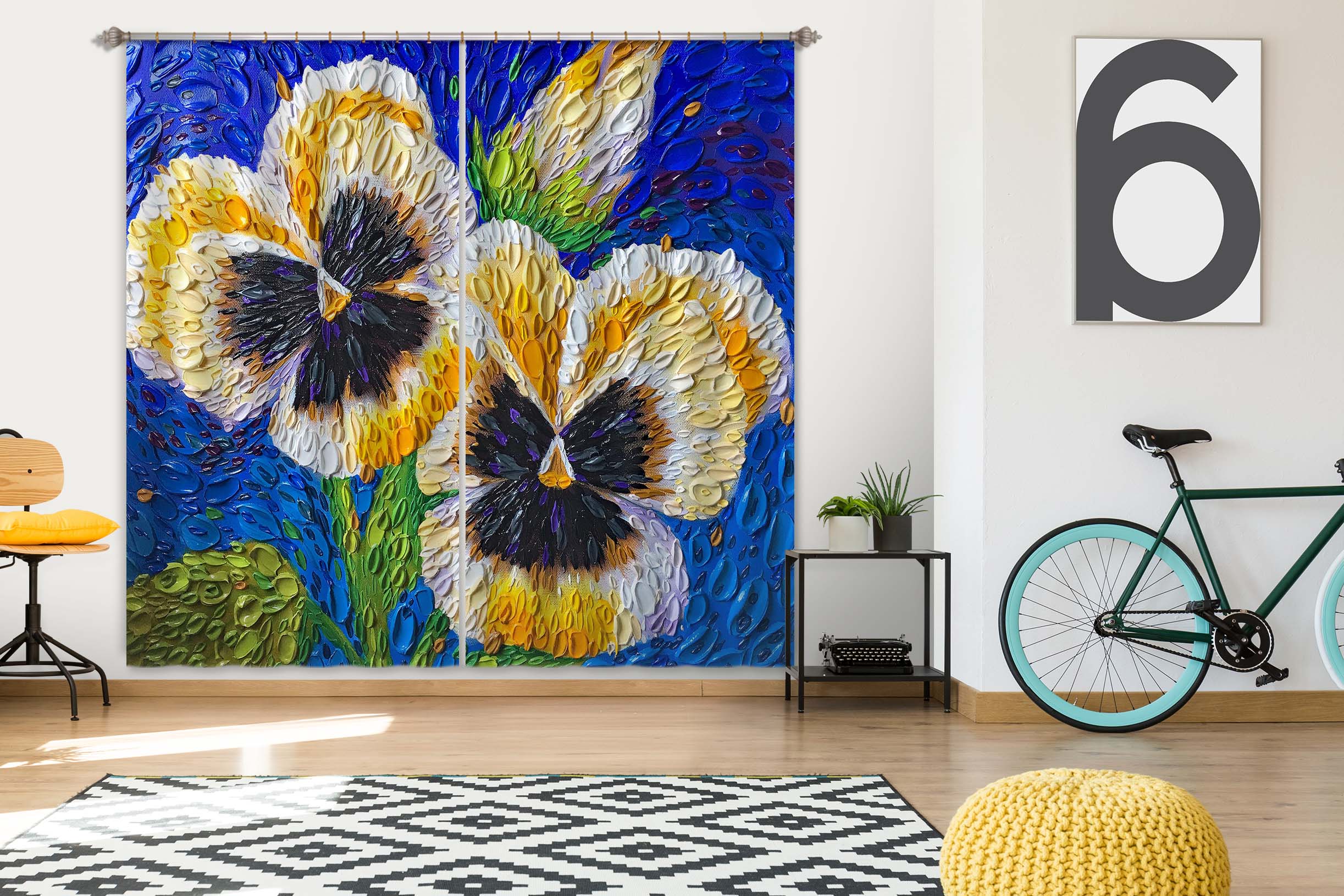3D Pansy 067 Dena Tollefson Curtain Curtains Drapes