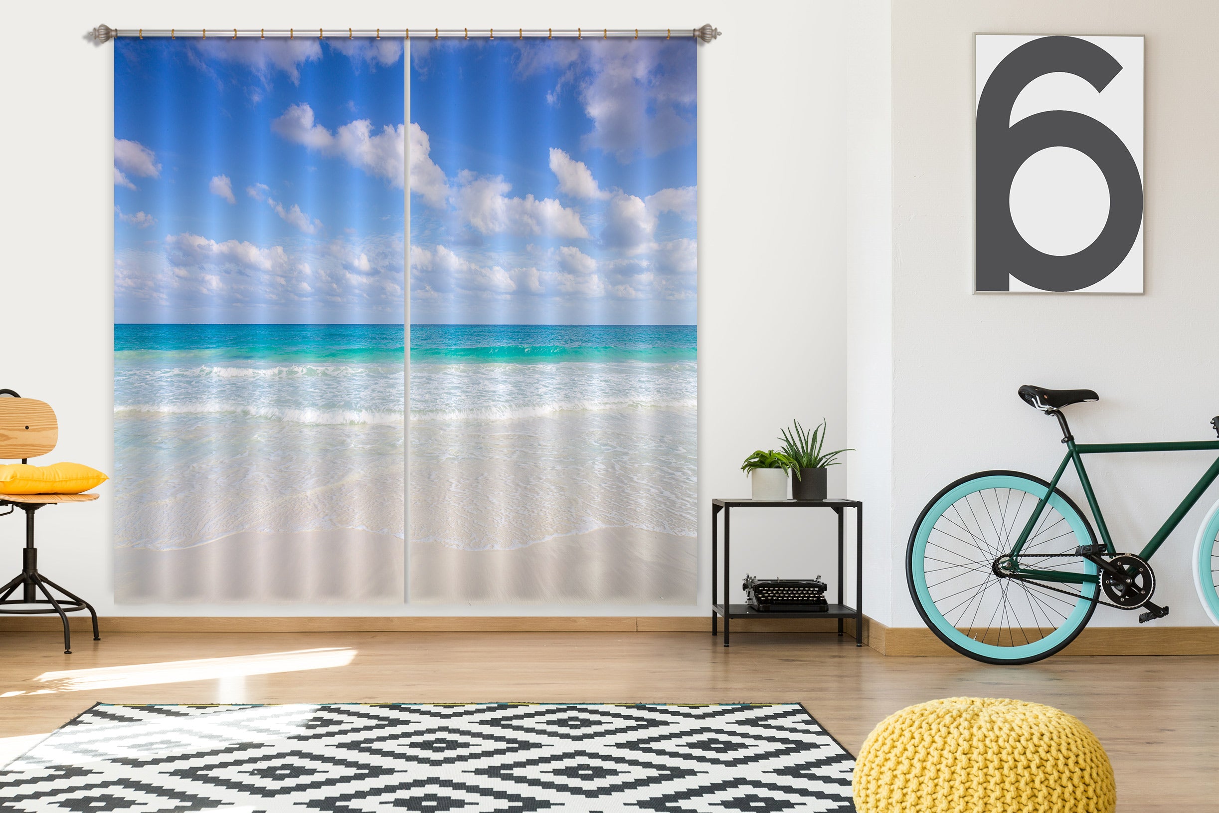 3D Beach Waves 6538 Assaf Frank Curtain Curtains Drapes