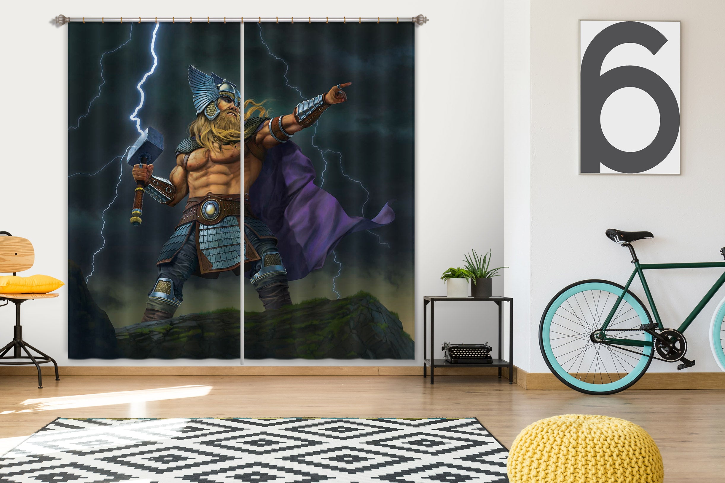 3D Thor God Of Thunder 079 Vincent Hie Curtain Curtains Drapes