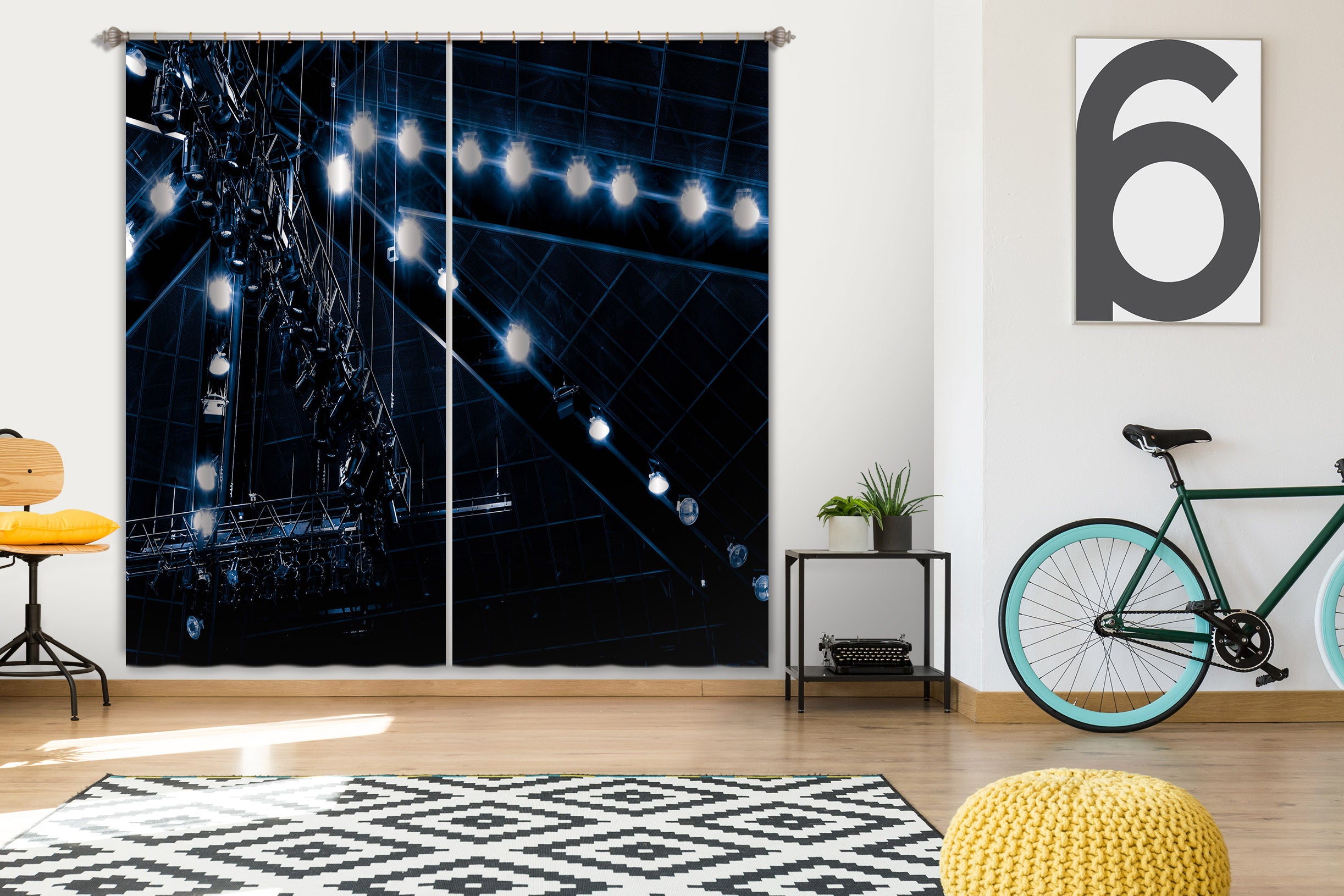 3D Sky Lights 043 Noirblanc777 Curtain Curtains Drapes