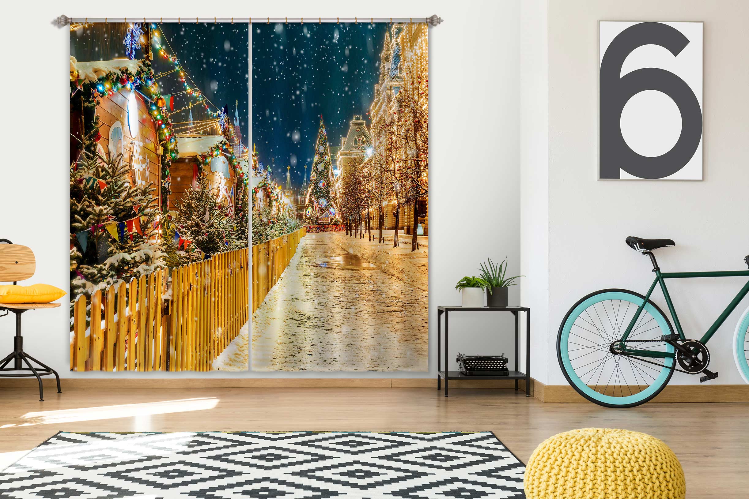 3D Street 53106 Christmas Curtains Drapes Xmas