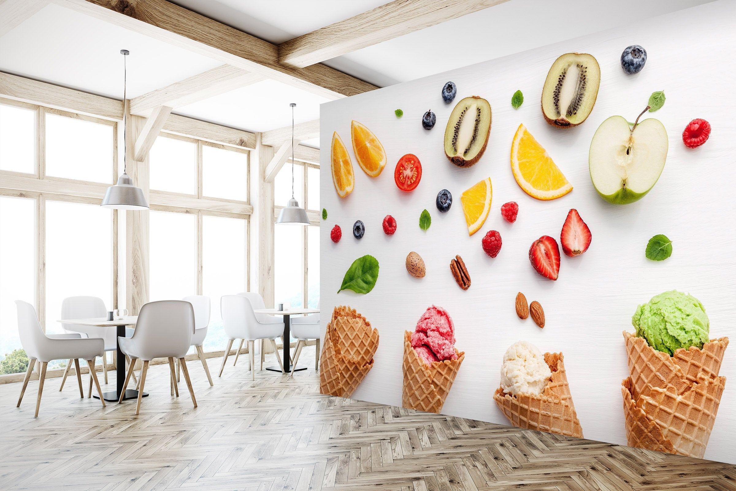 3D Kiwi Orange Ice Cream 4578 Wallpaper AJ Wallpaper 2