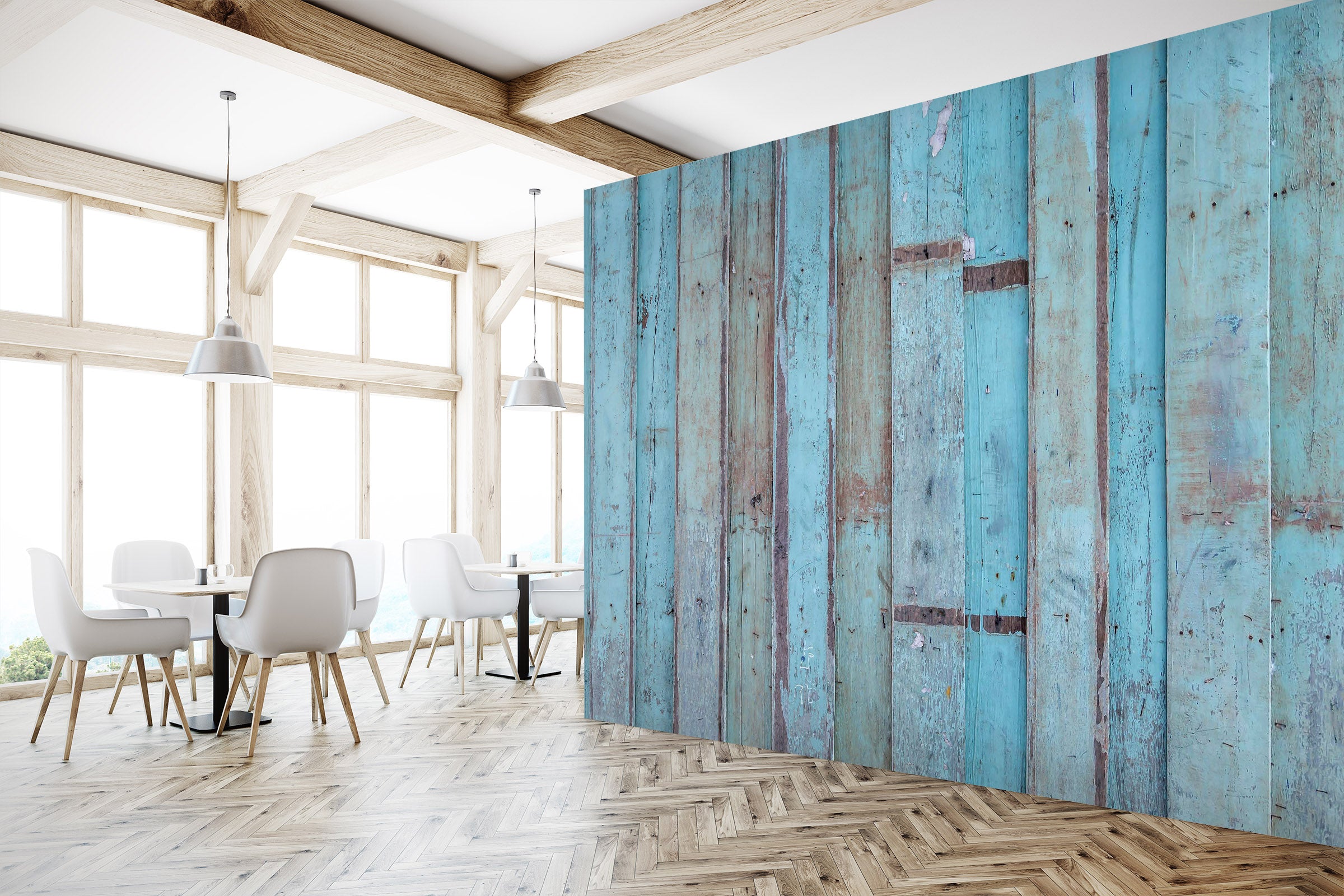 3D Wood Blue 1492 Wall Murals