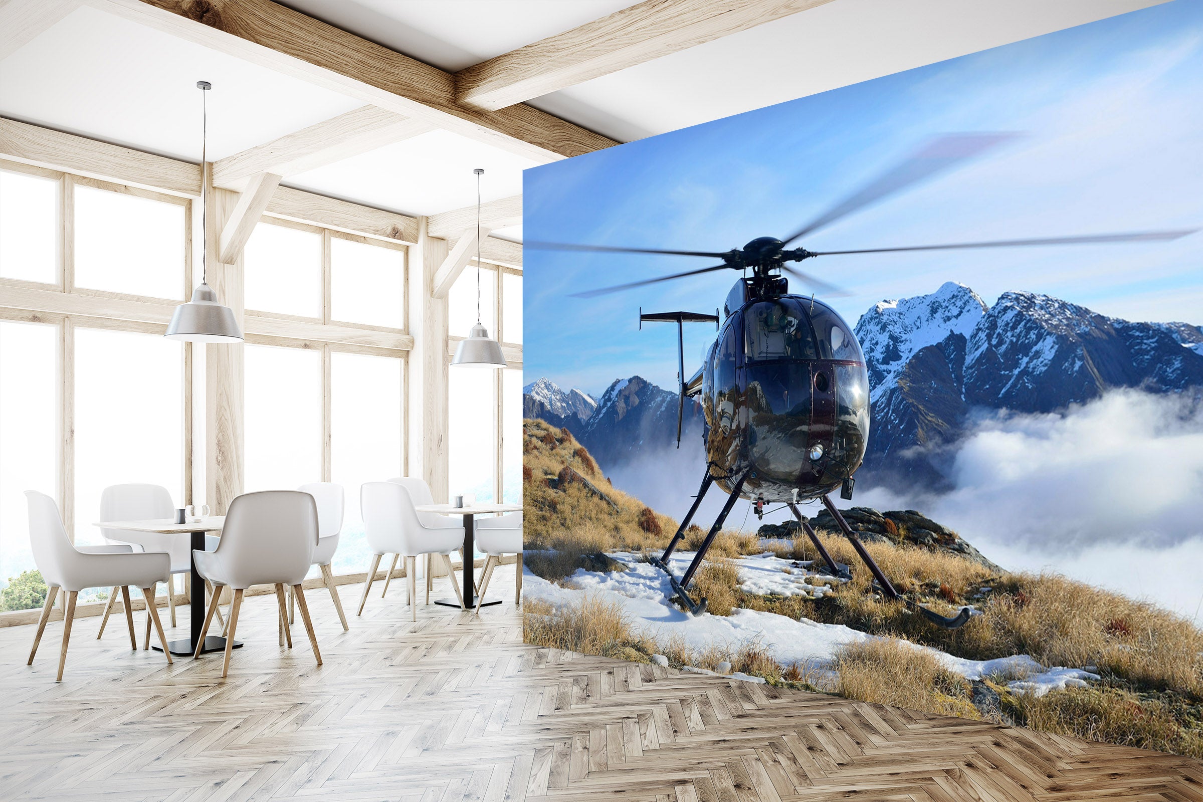 3D Snow Mountain Plane 012 Vehicle Wall Murals