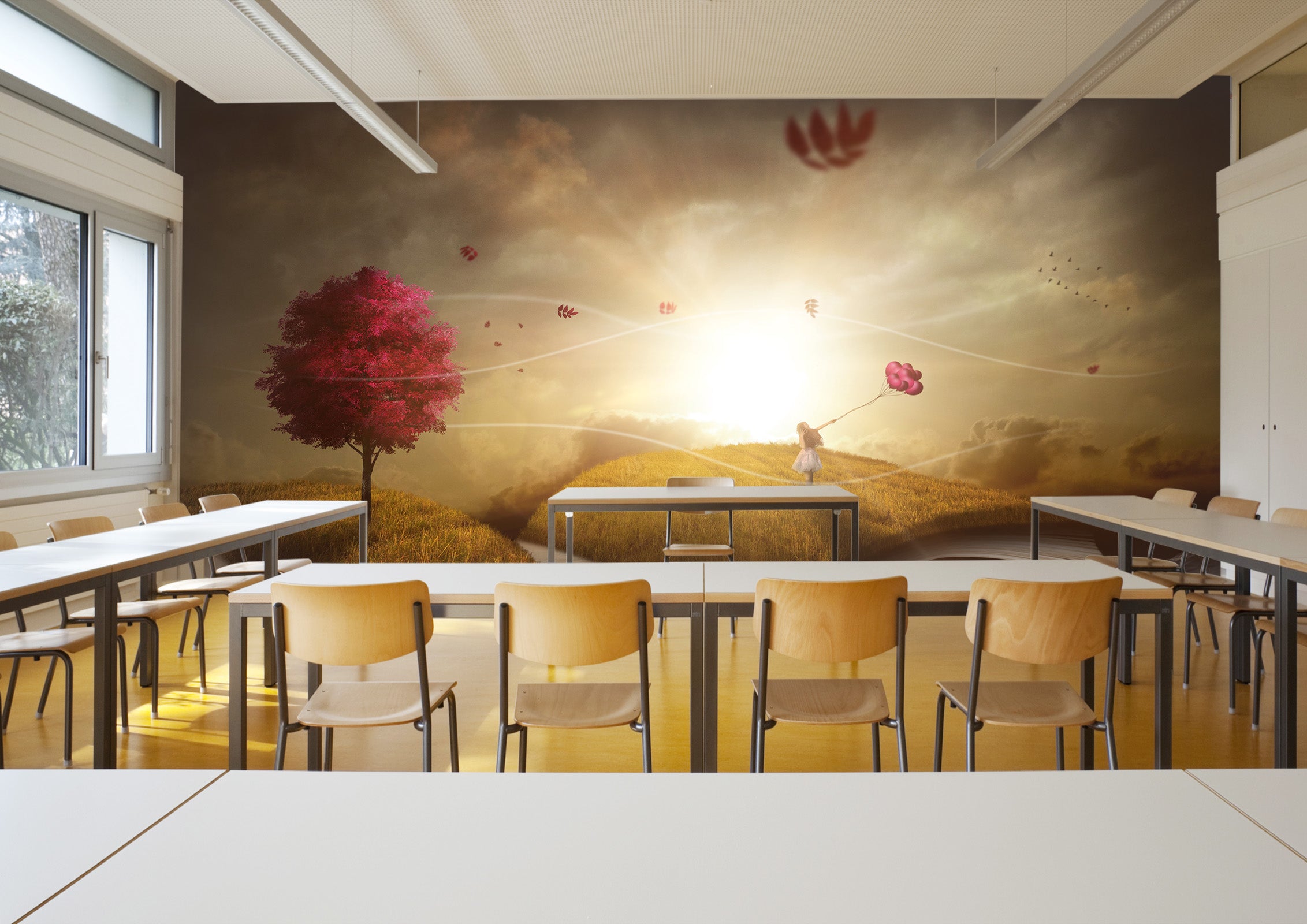 3D Book Tree Girl 141 Wall Murals