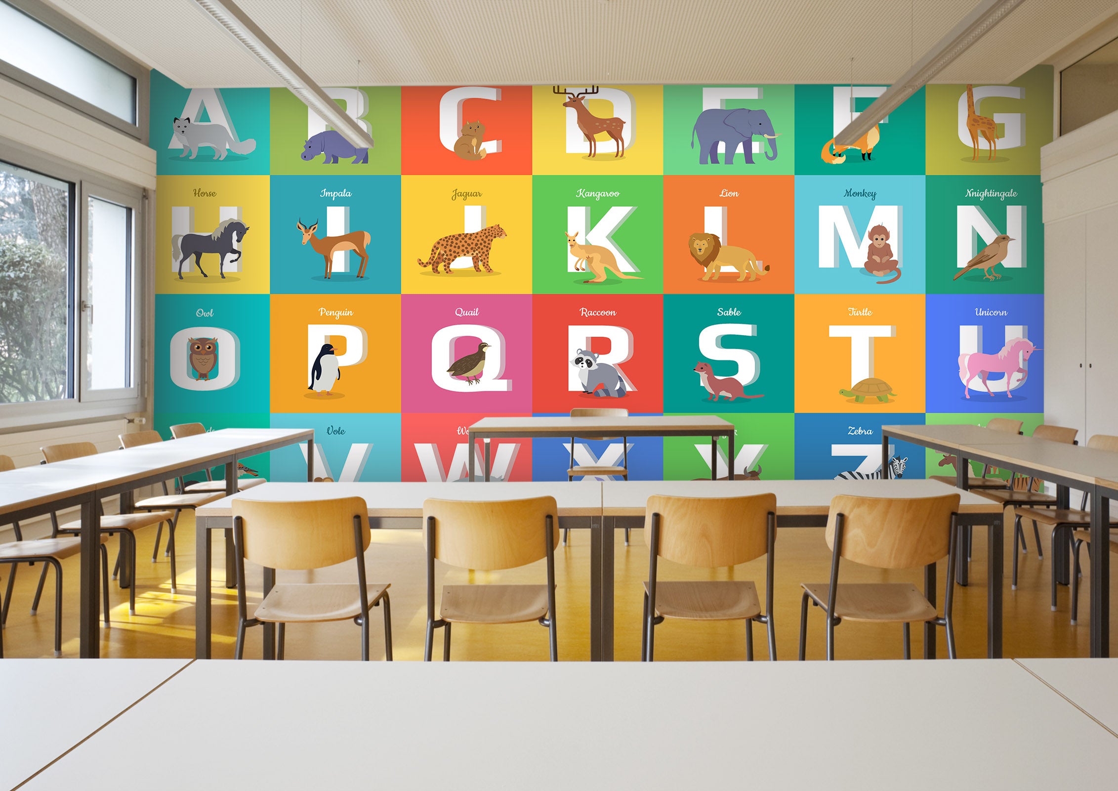 3D Cartoon Animal Alphabet 160 Wall Murals