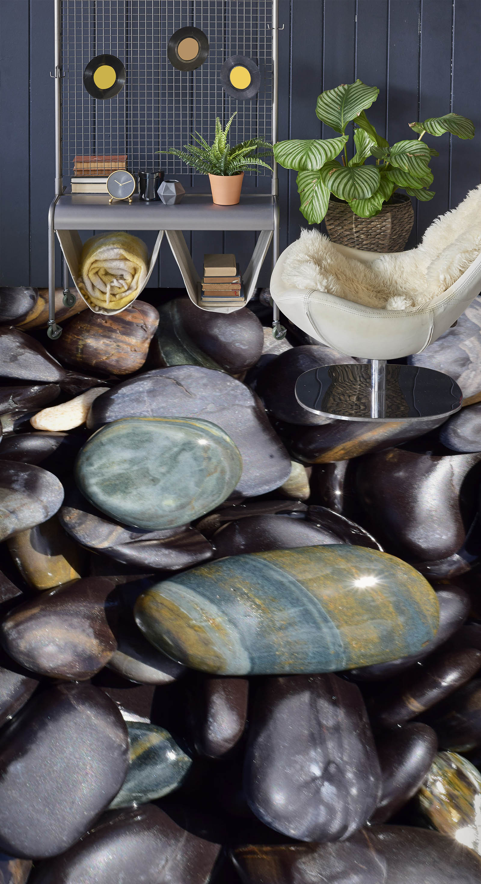 3D Big Black Pebbles 893 Floor Mural Wallpaper Murals Rug & Mat Print Epoxy waterproof bath floor