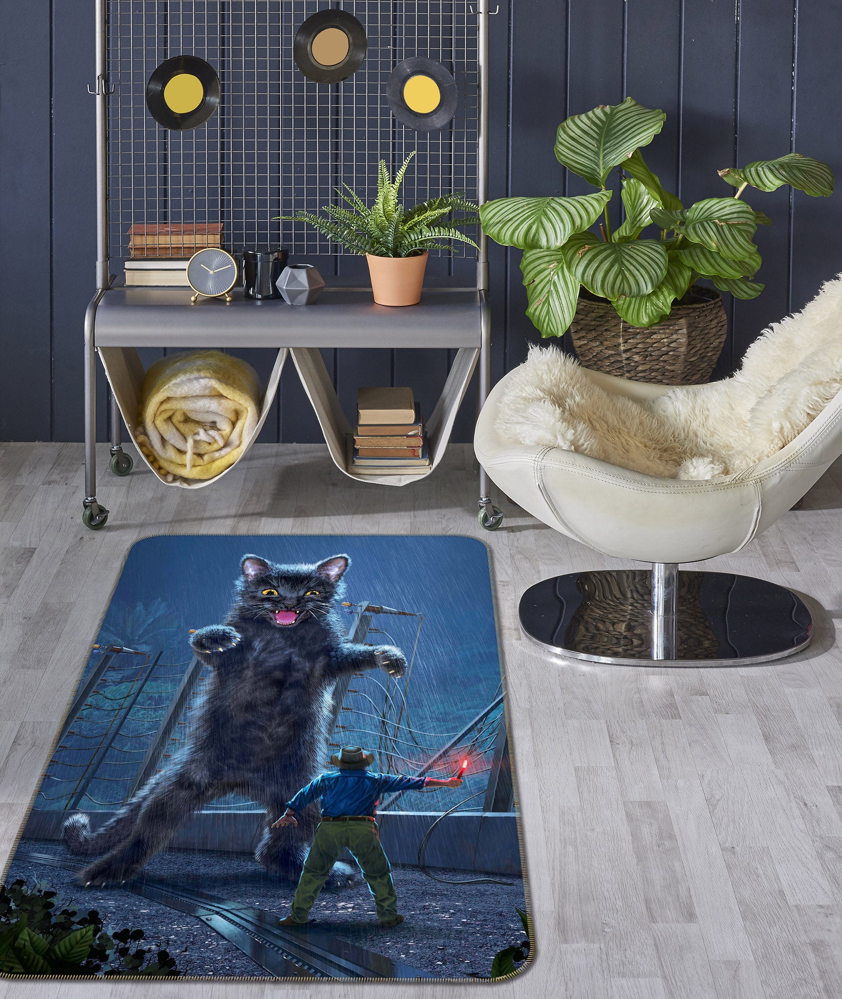 3D Jurassic Kitty 1046 Vincent Hie Rug Non Slip Rug Mat