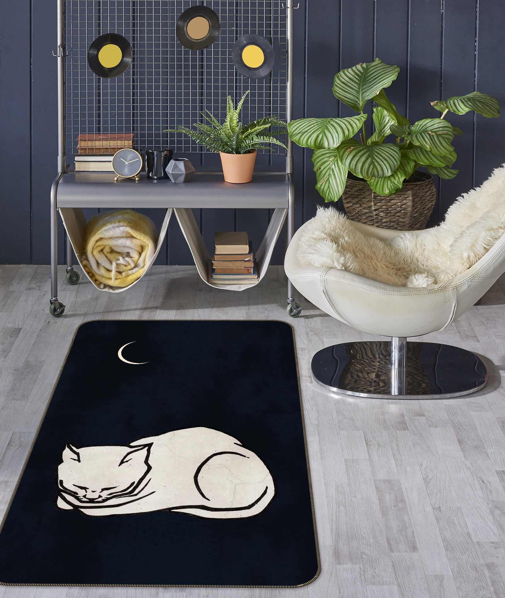 3D Moon Kitten 1029 Boris Draschoff Rug Non Slip Rug Mat