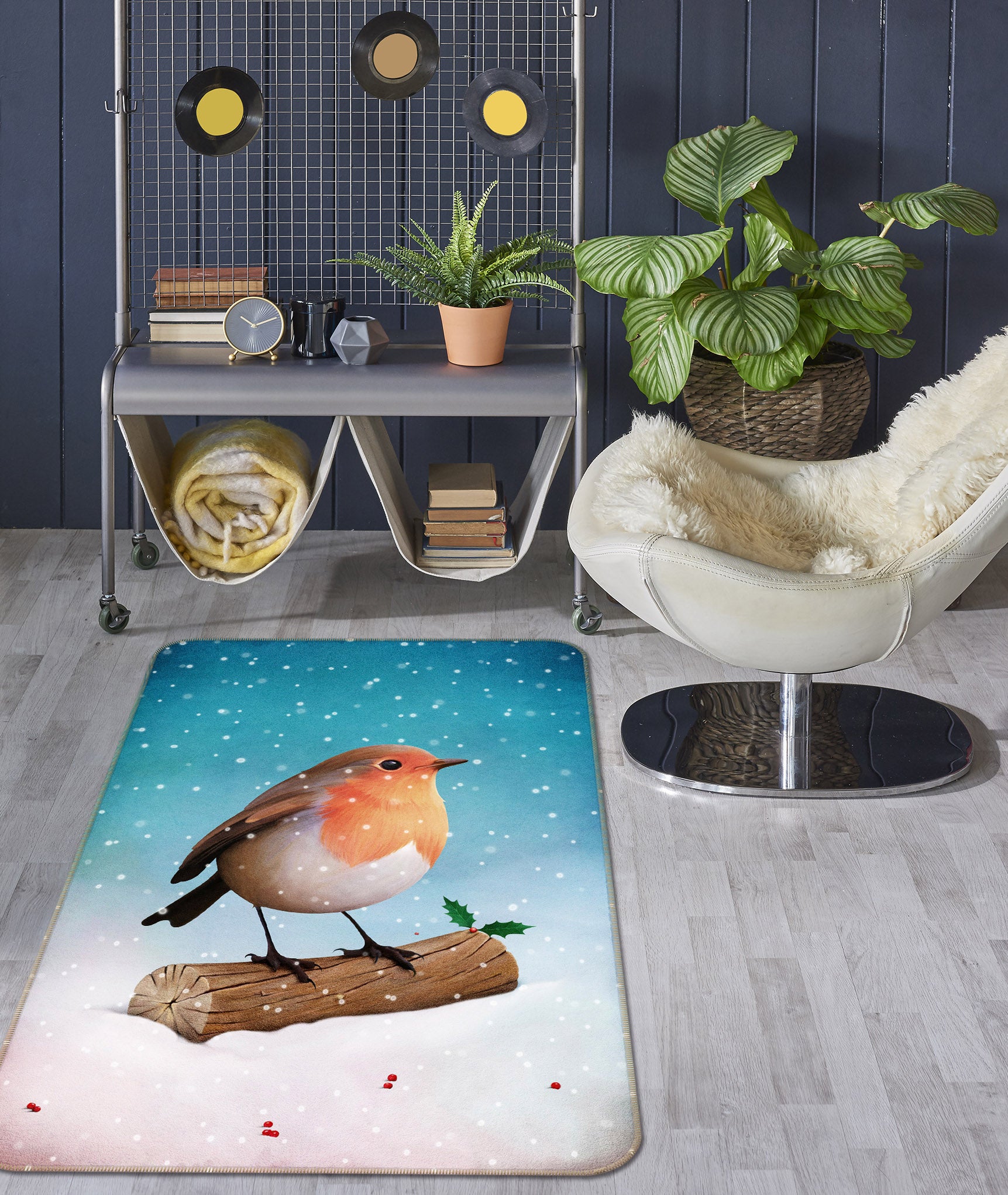 3D Snow Bird 165 Animal Non Slip Rug Mat