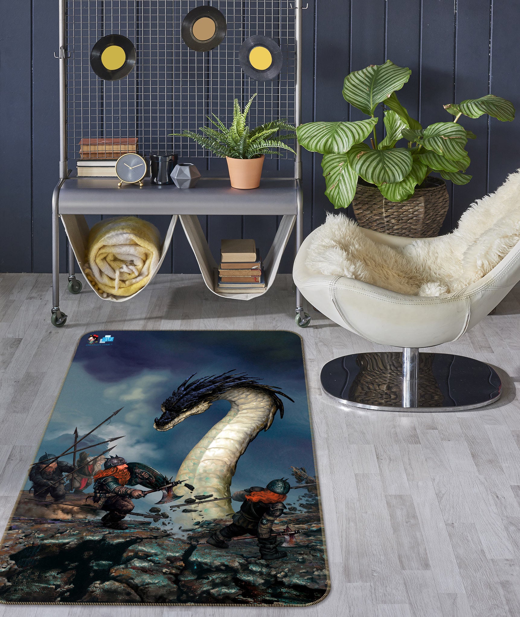 3D Dragon Soldier 6021 Ciruelo Rug Non Slip Rug Mat