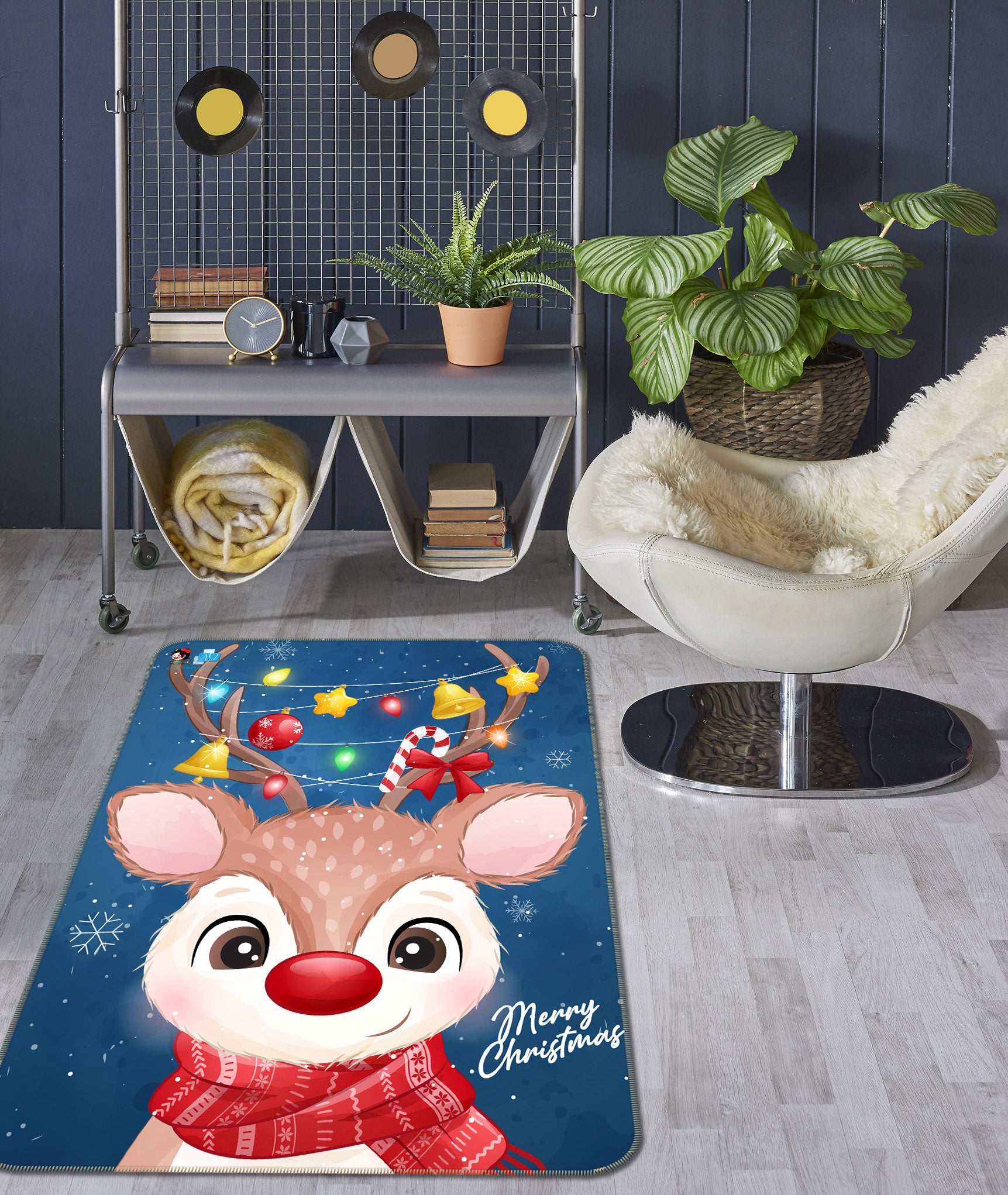 3D Cute Deer 57009 Christmas Non Slip Rug Mat Xmas