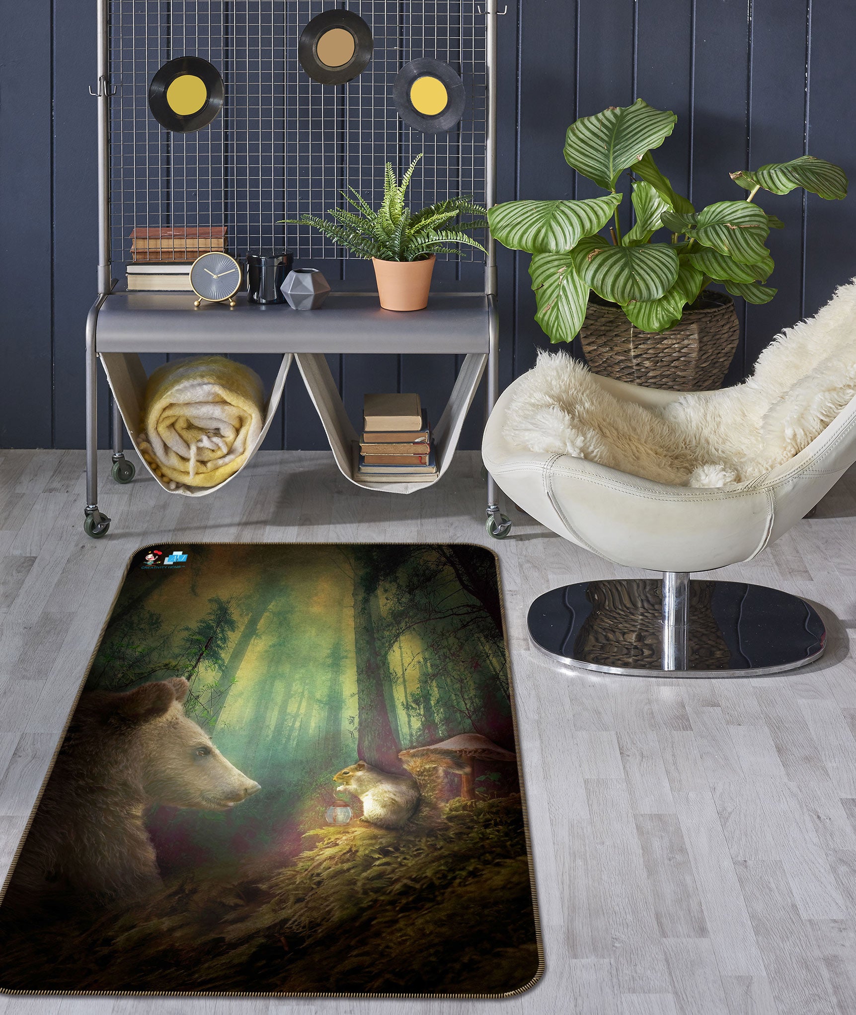 3D Forest Bear Mouse 5162 Beth Sheridan Rug Non Slip Rug Mat