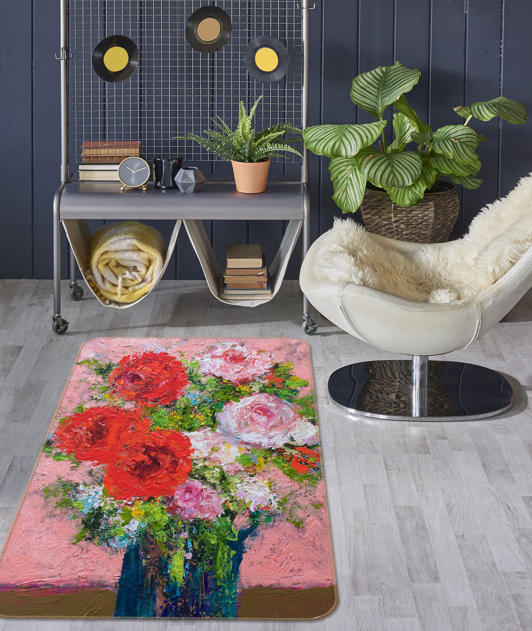 3D Vase Flowers 3007 Allan P. Friedlander Rug Non Slip Rug Mat