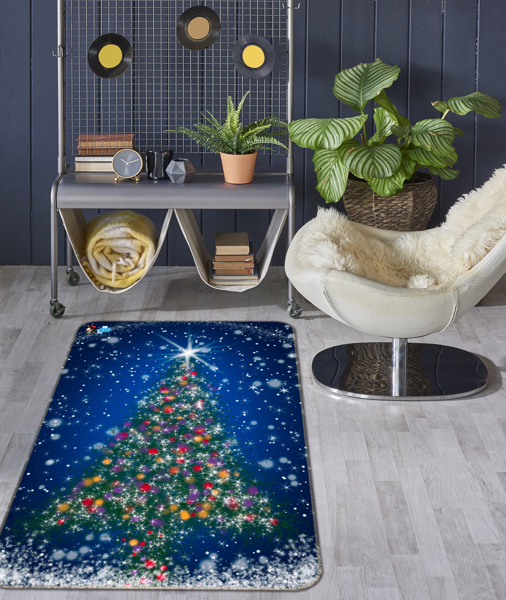 3D Tree Snow 57021 Christmas Non Slip Rug Mat Xmas