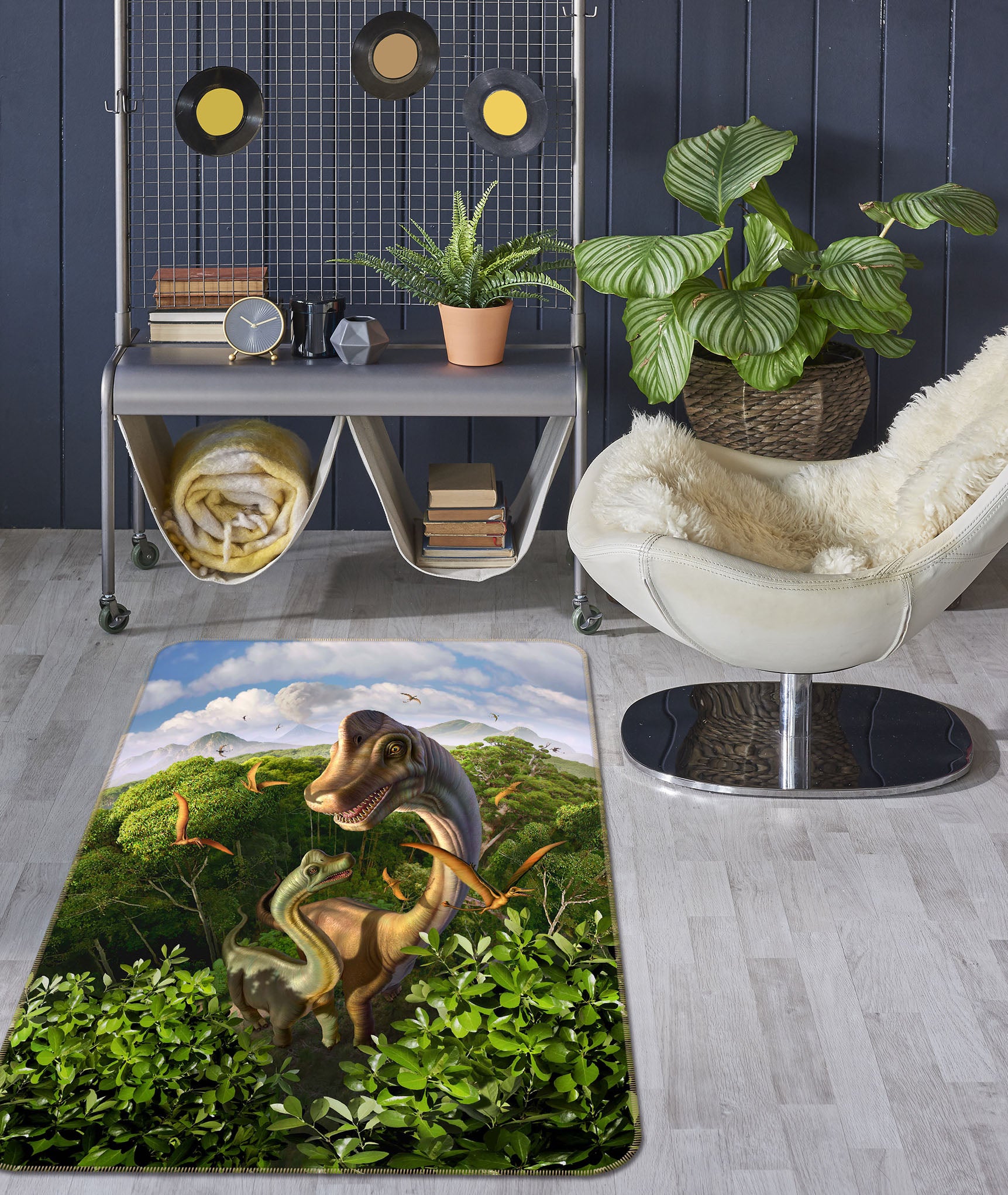 3D Long Necked Dragon 1068 Jerry LoFaro Rug Non Slip Rug Mat