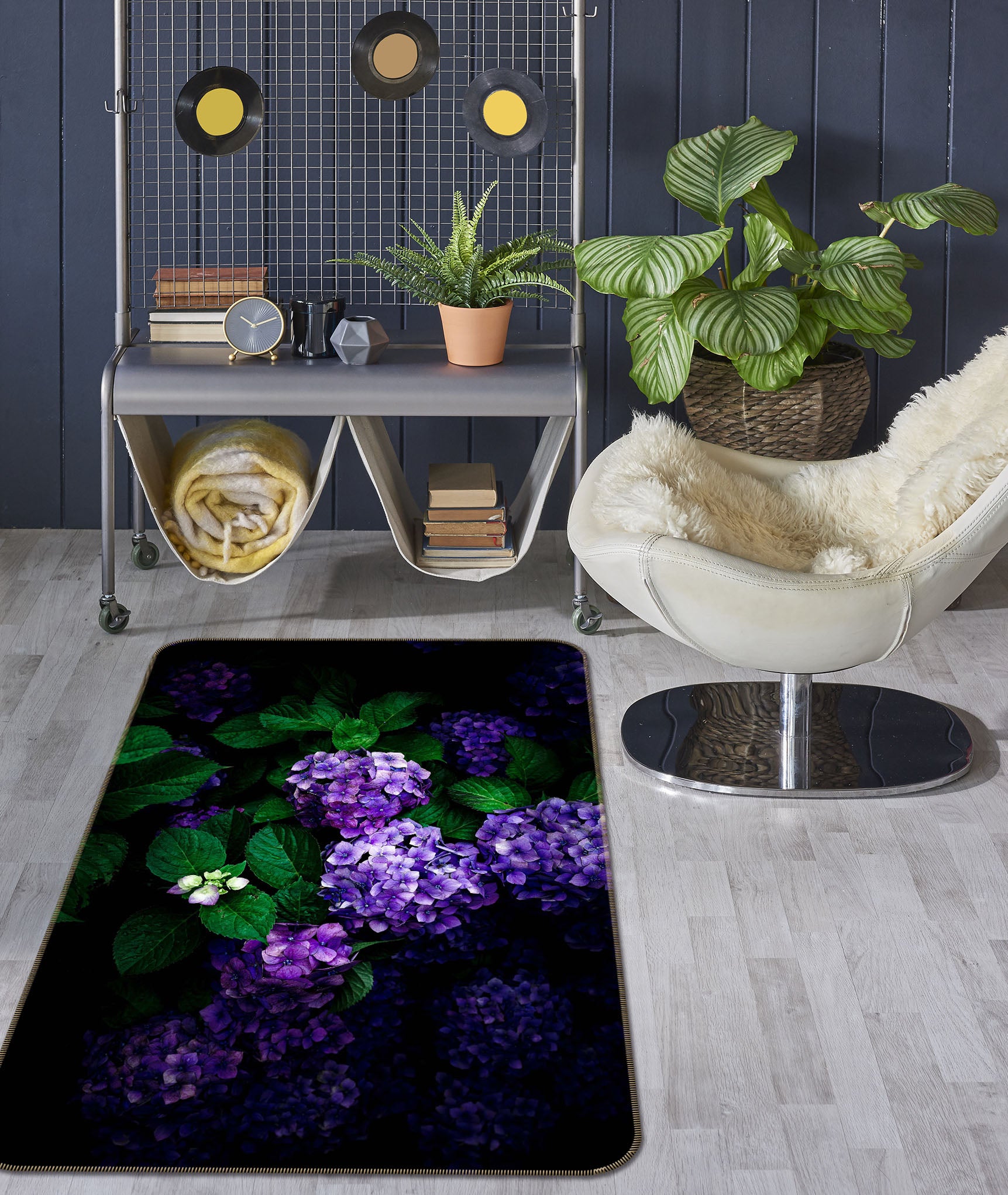 3D Purple Hydrangea 1017 Noirblanc777 Rug Non Slip Rug Mat
