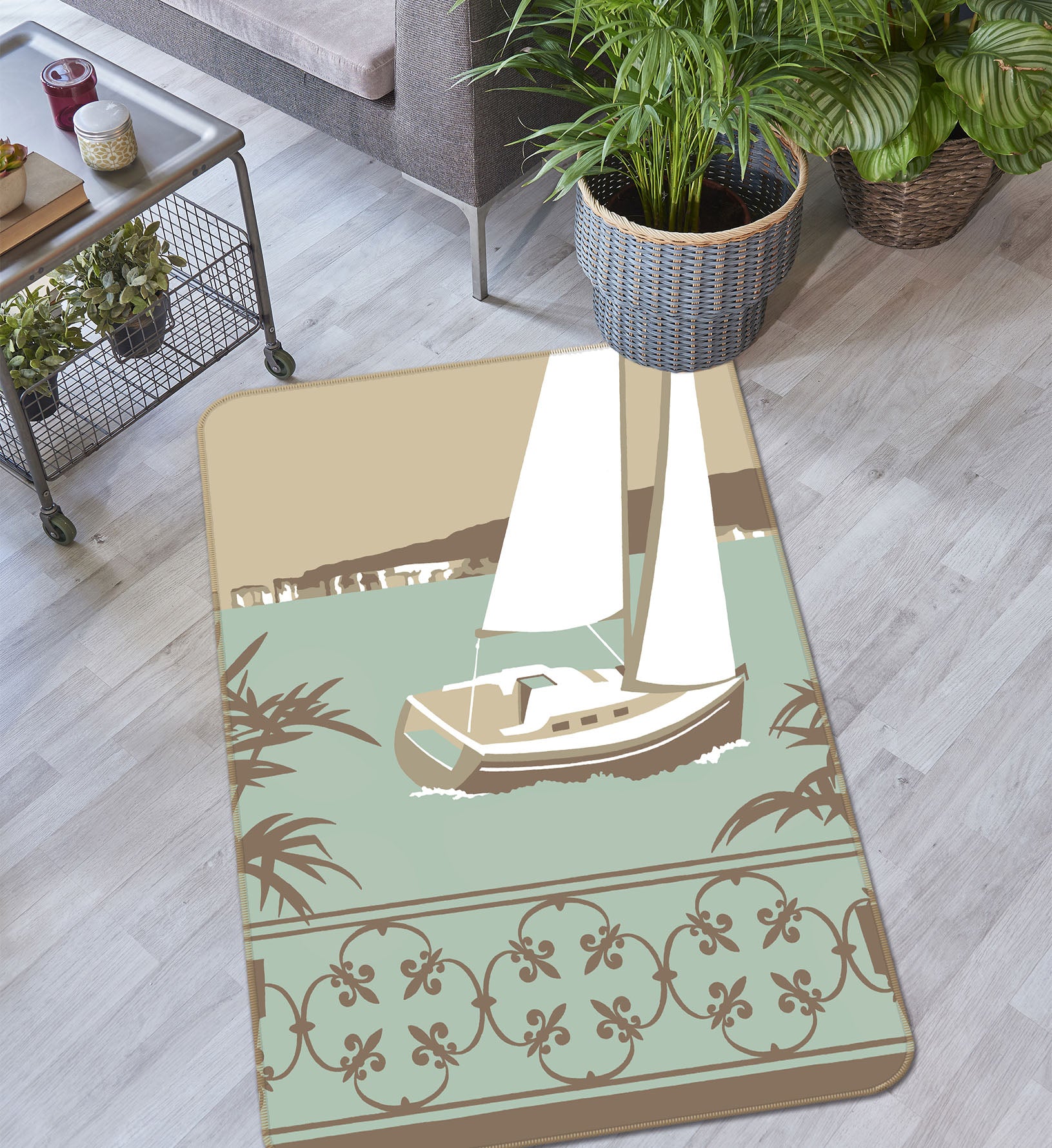 3D Sandbanks Balcony 1141 Steve Read Rug Non Slip Rug Mat