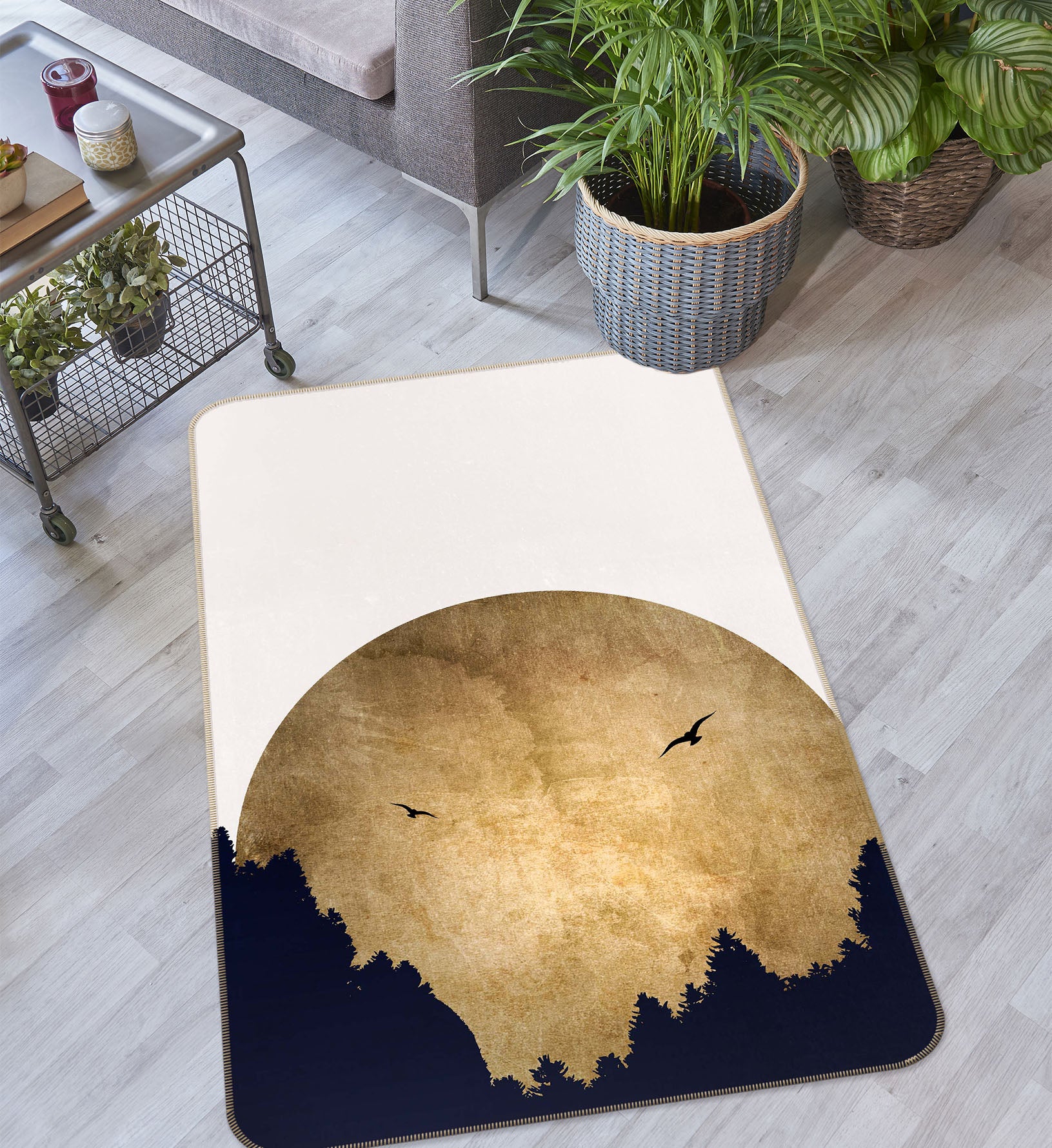 3D Moon Forest 1132 Boris Draschoff Rug Non Slip Rug Mat