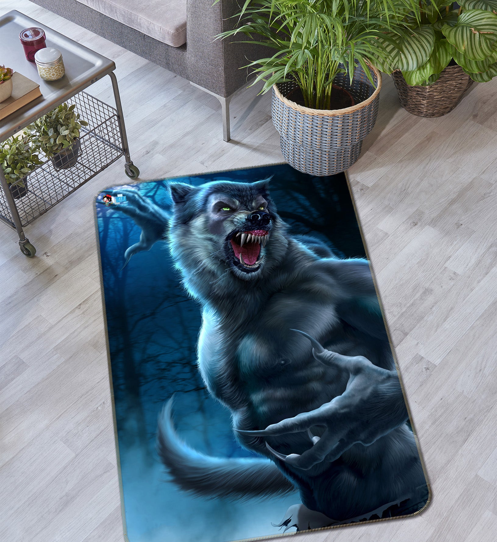 3D Werewolf 4125 Tom Wood Rug Non Slip Rug Mat