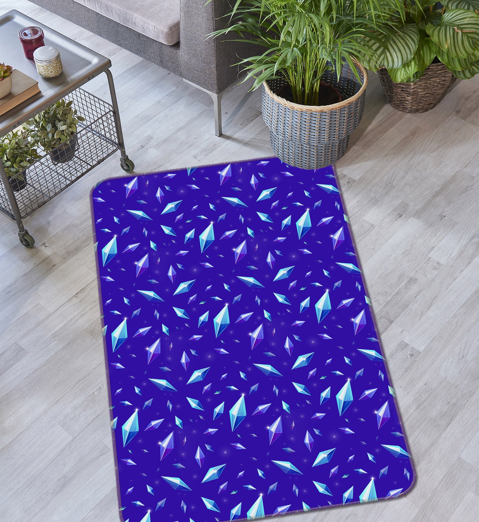 3D Blue Spots 3031 Rose Catherine Khan Rug Non Slip Rug Mat