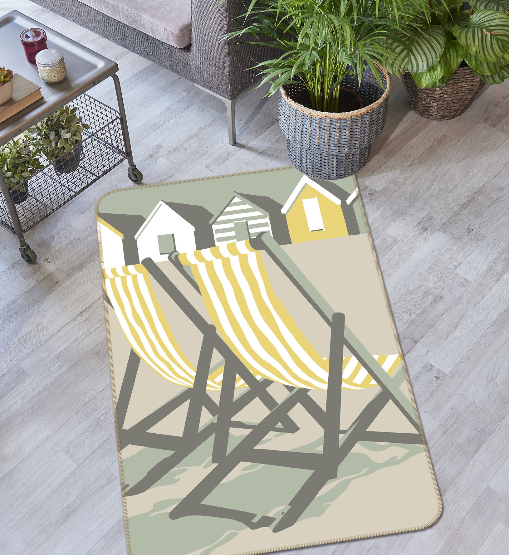 3D Southwold Deckchairs 1147 Steve Read Rug Non Slip Rug Mat