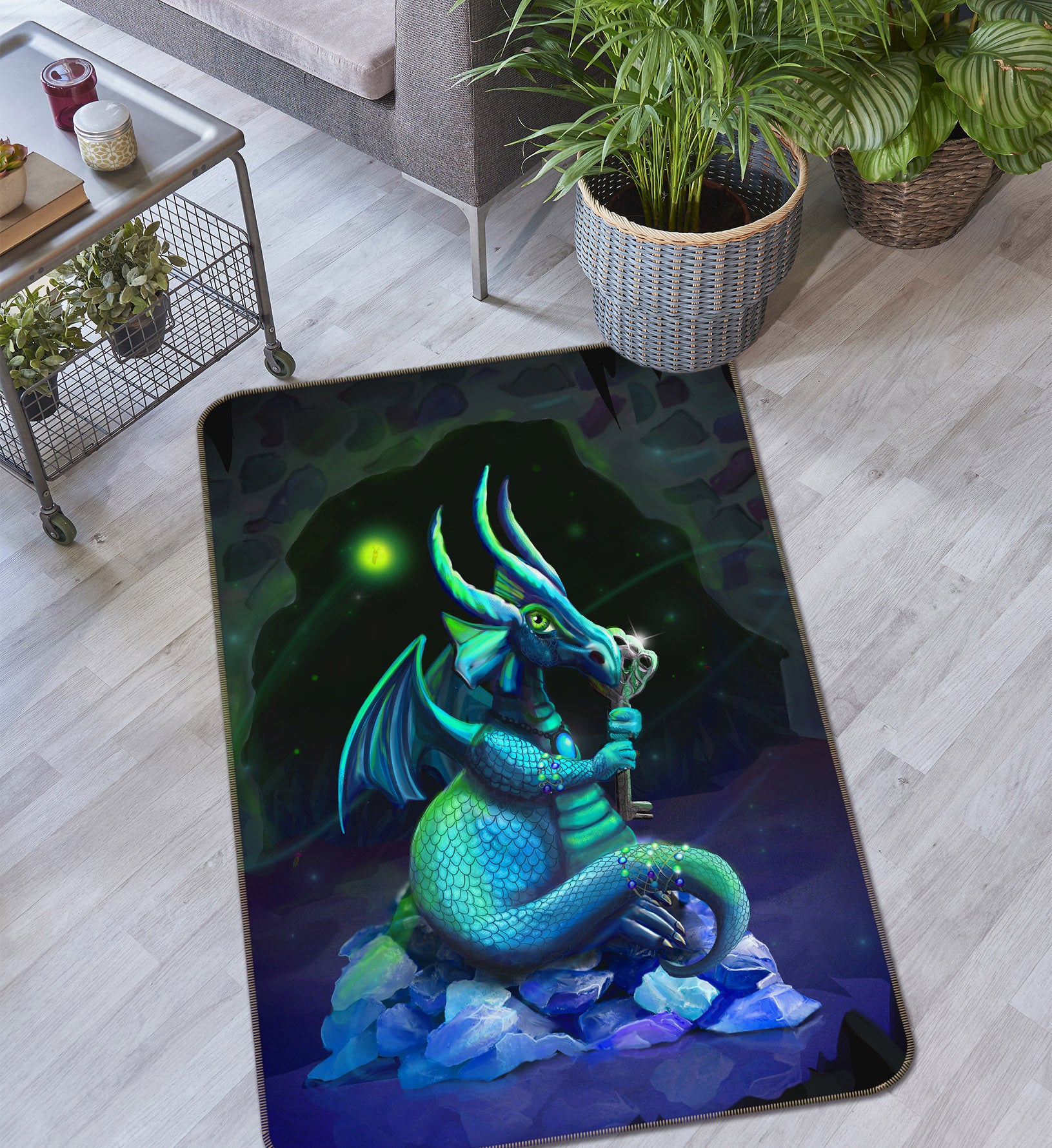 3D Night Dragon 3029 Rose Catherine Khan Rug Non Slip Rug Mat