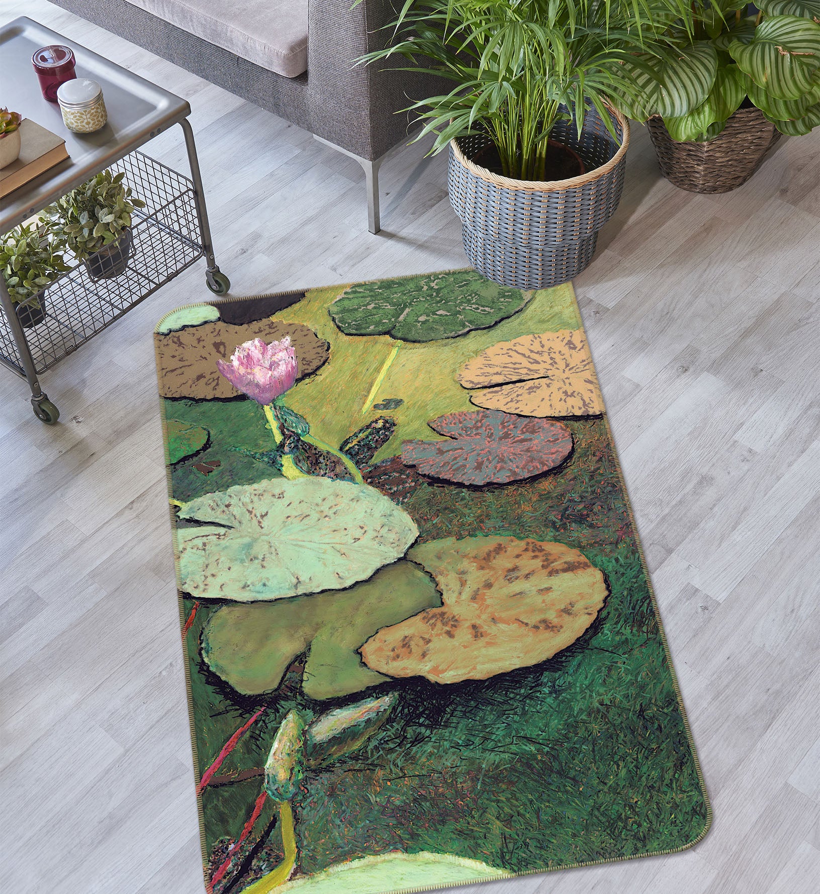 3D Lotus Leaf Painting 3032 Allan P. Friedlander Rug Non Slip Rug Mat