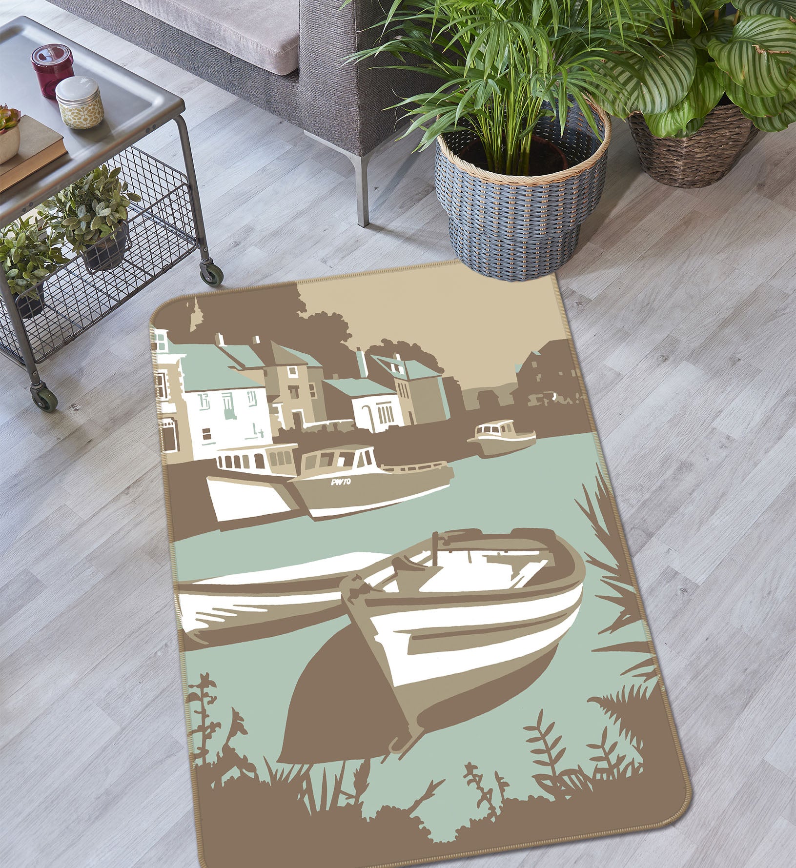 3D Padstow 1128 Steve Read Rug Non Slip Rug Mat